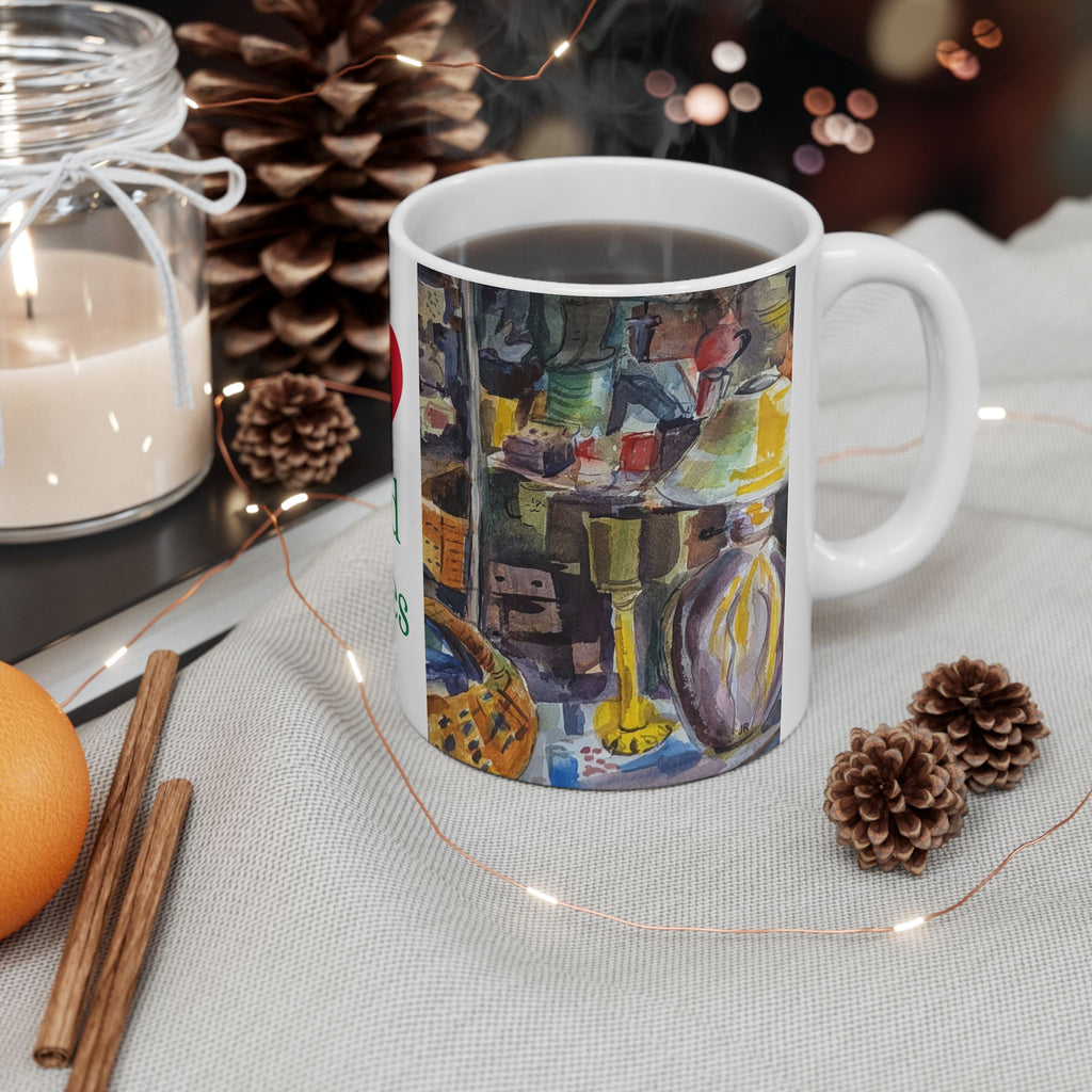 Yard Sales Illustration Mug | Ceramic Coffee Cup 11oz 15oz