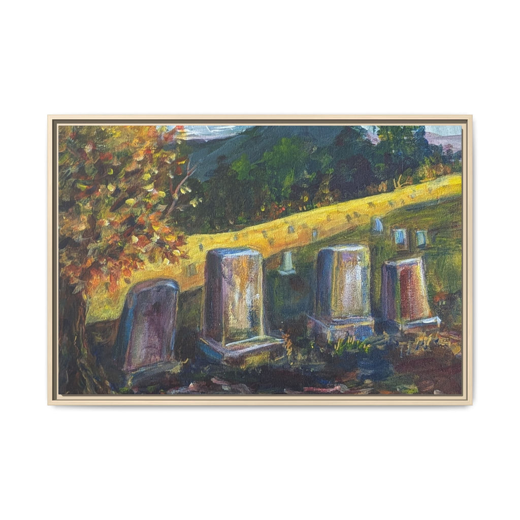 Framed Matte Canvas – Autumn Cemetery Landscape Art Print