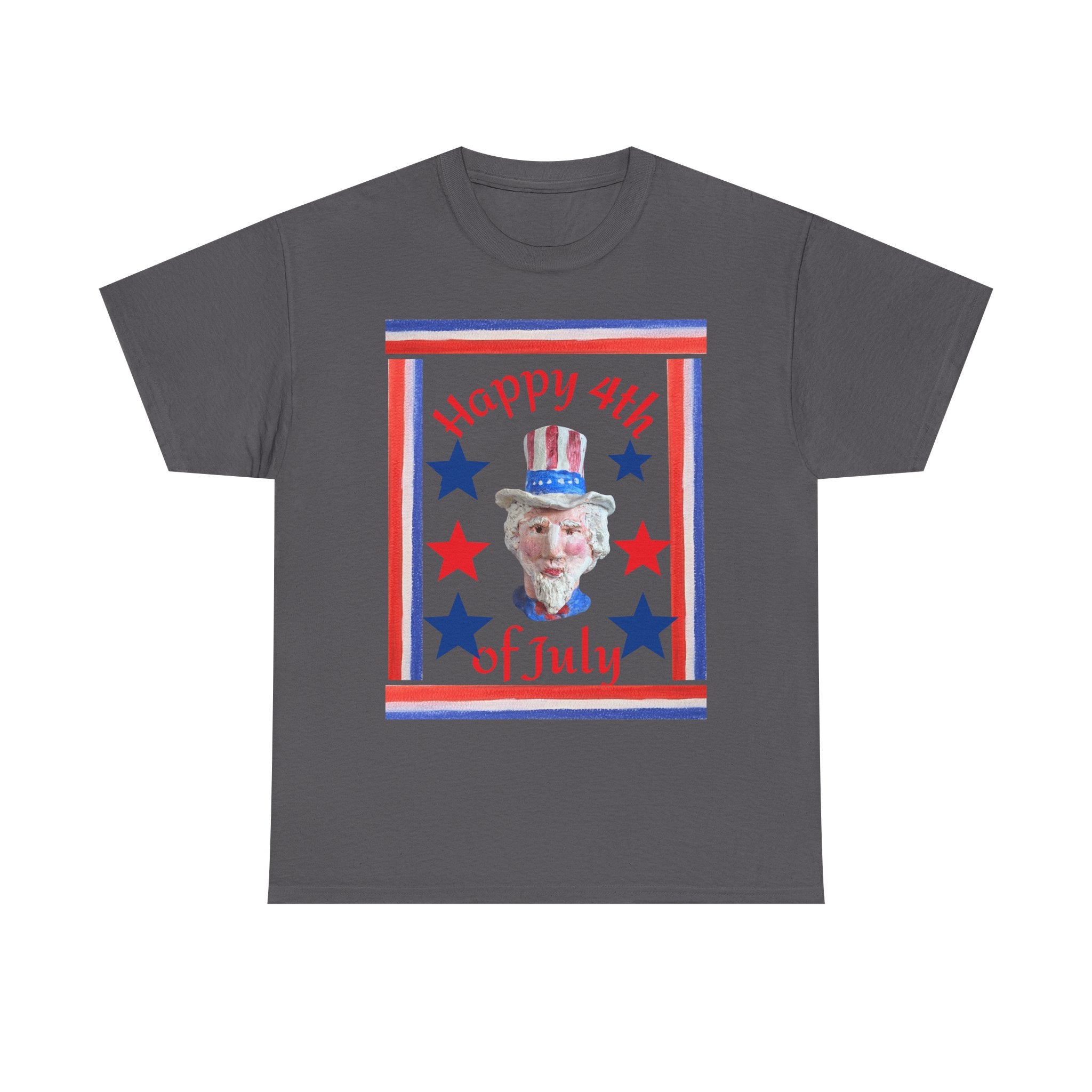 4th of July Patriotic T-Shirt — "Happy 4th of July" Uncle Sam Design