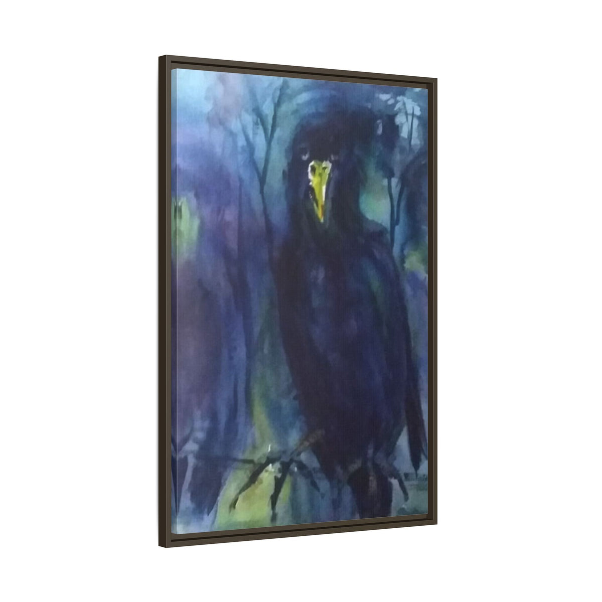 Framed Matte Canvas Print — Moody Black Raven Artwork