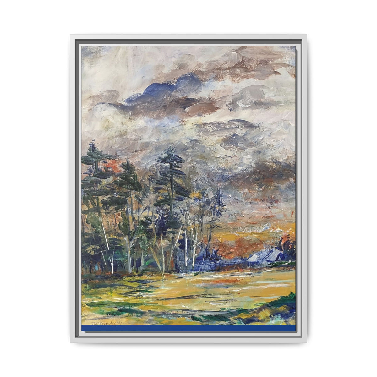 Framed Matte Canvas Landscape Print — Abstract Forest Meadow Wall Art