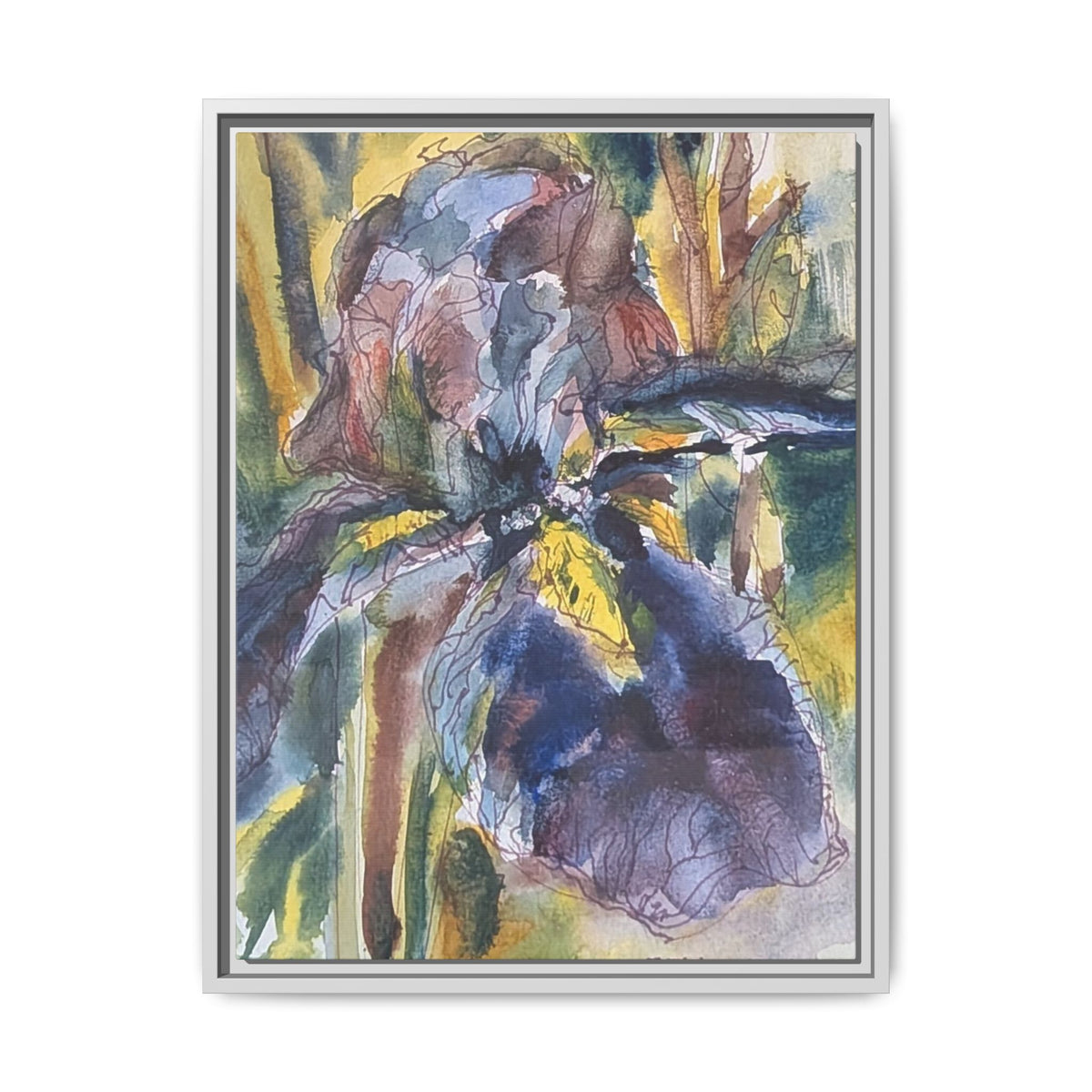 Framed Watercolor Iris Matte Canvas Wall Art