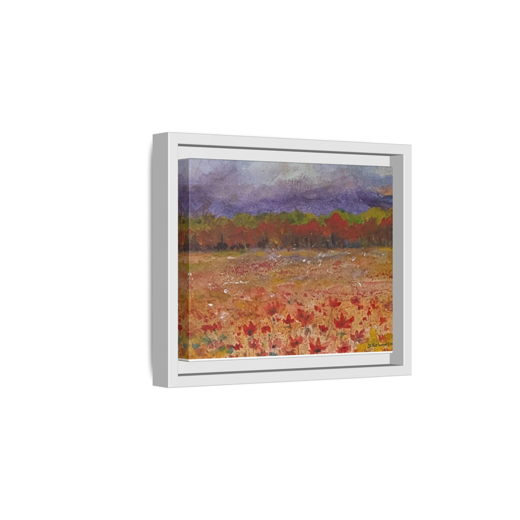 Framed Canvas Wall Art – Autumn Wildflower Meadow Landscape Painting