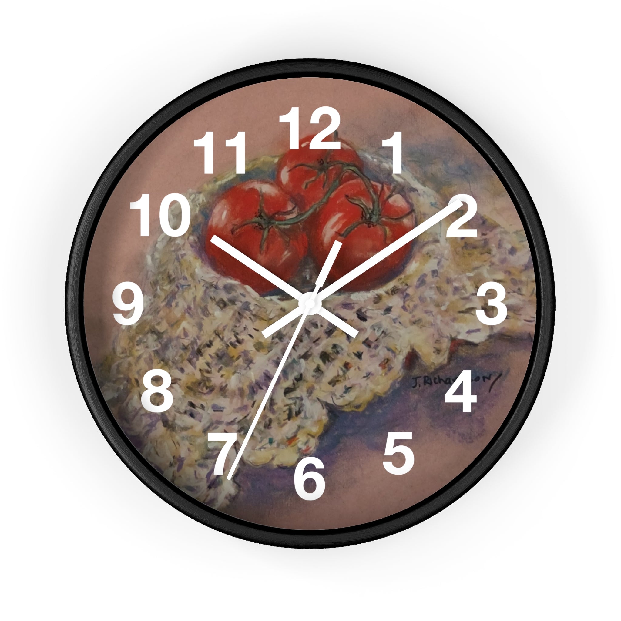 Tomato Still Life Wall Clock — Rustic Kitchen Art Clock