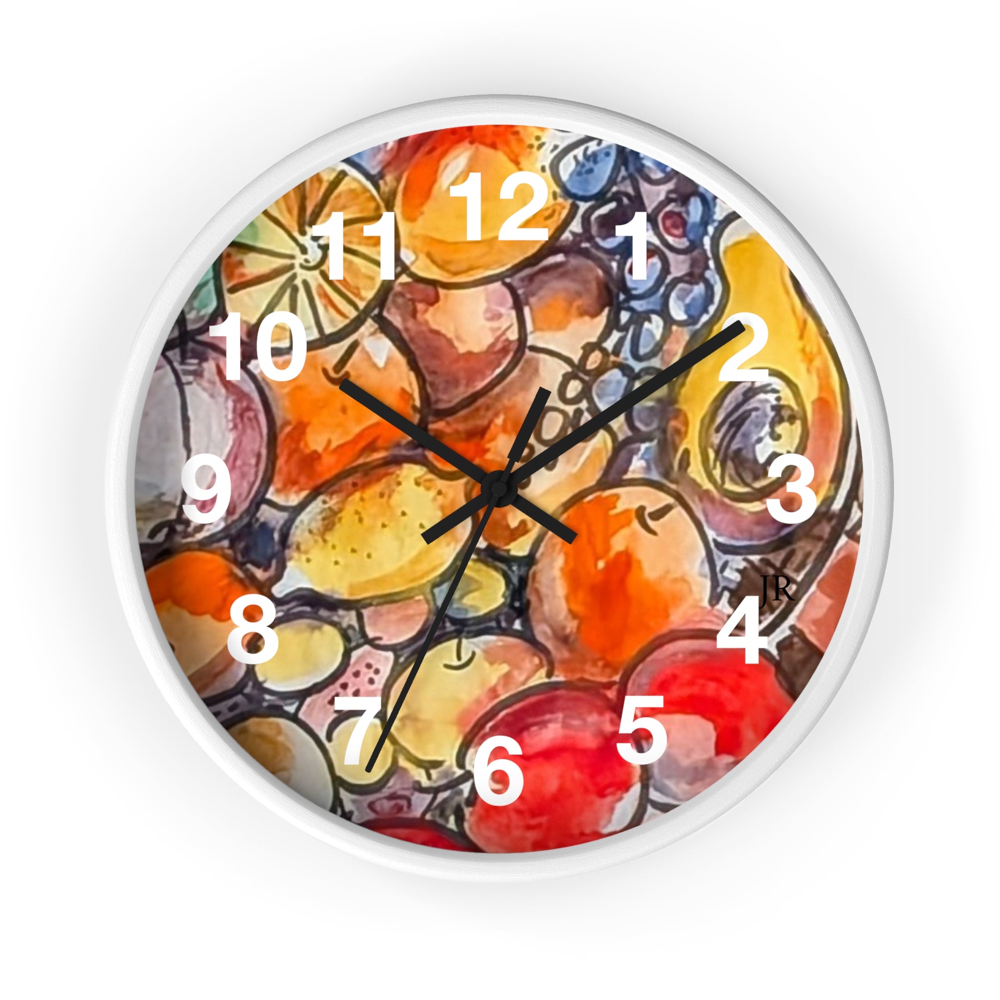 Fruit Watercolor Wall Clock — Bright Kitchen Decorative Clock