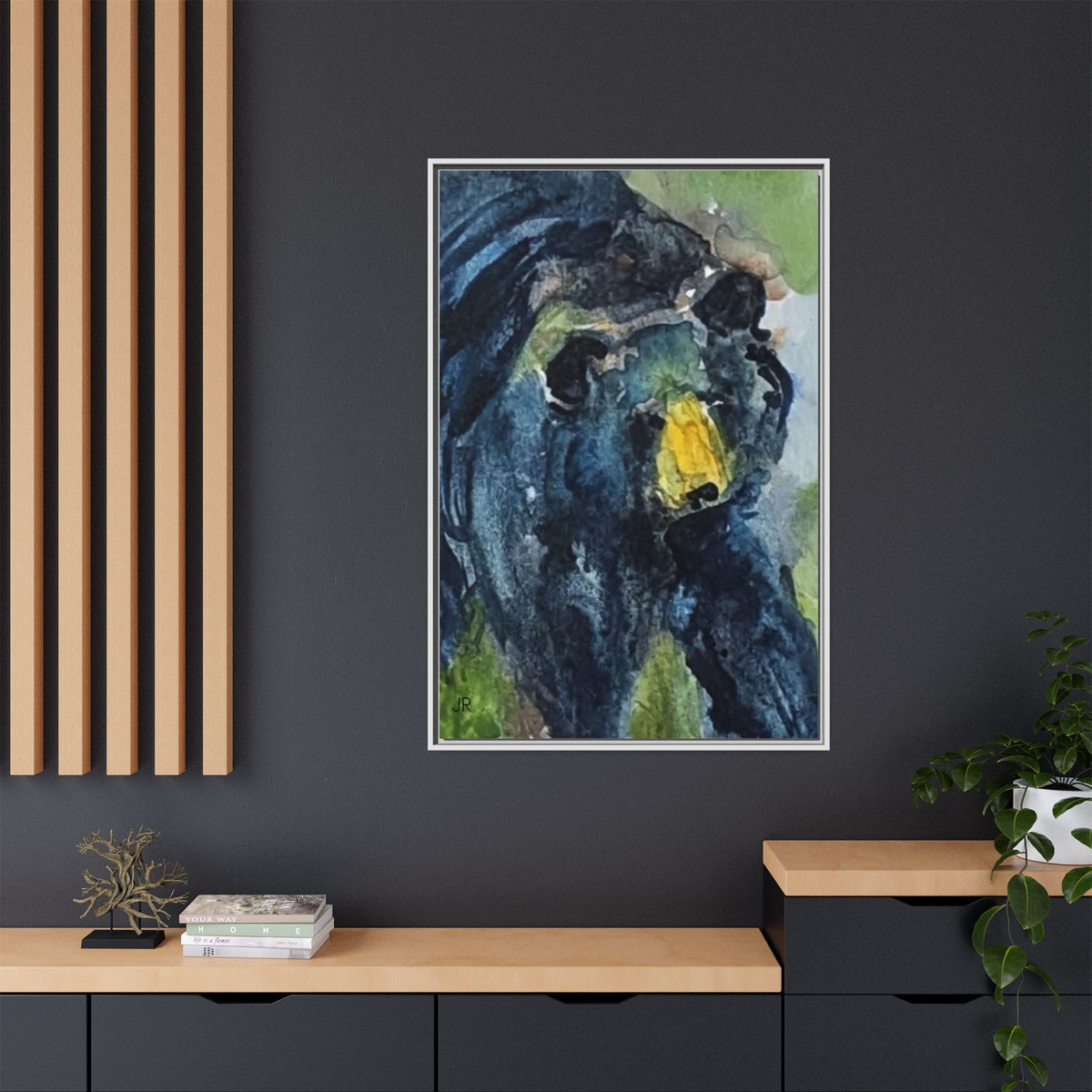 Framed Matte Canvas Black Bear Watercolor Art Print