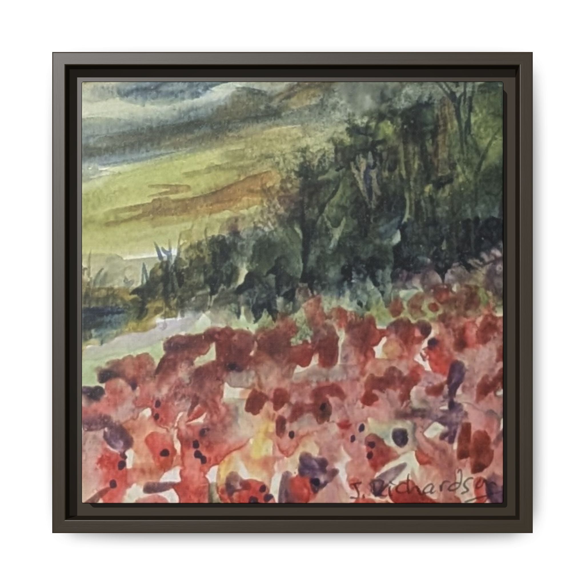 Framed Poppies landscape Matte Canvas,   Multi-color frames)