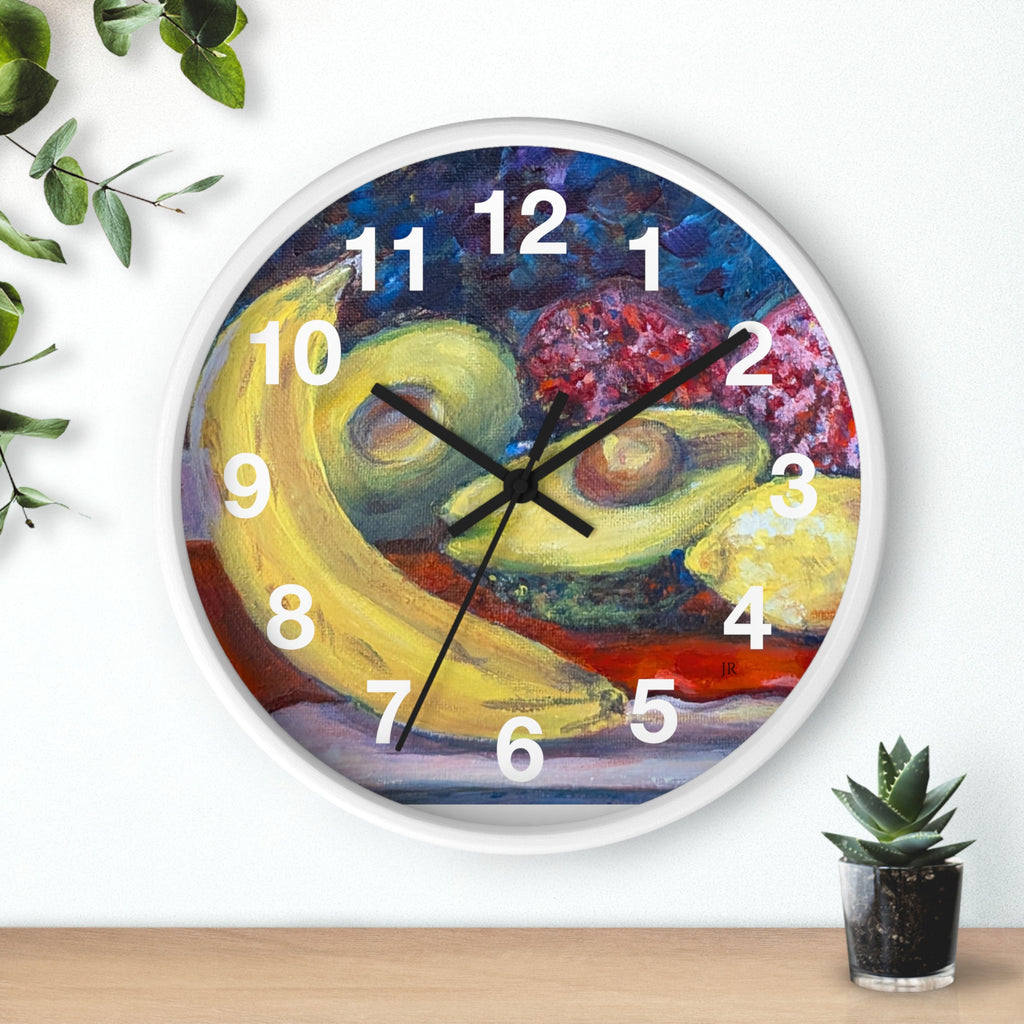 Fruit Still Life Wall Clock — Colorful Fruit Art Home Decor