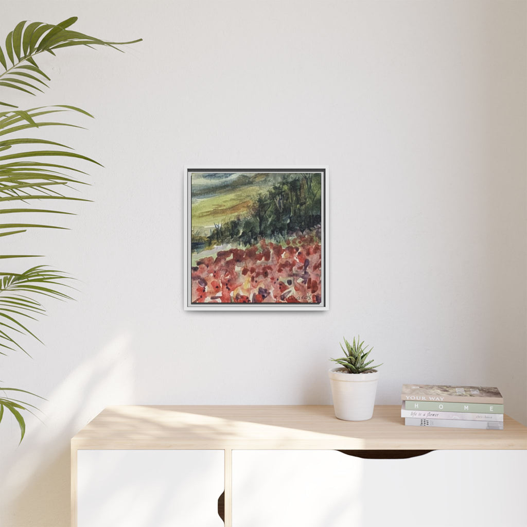 Framed Poppies landscape Matte Canvas,   Multi-color frames)