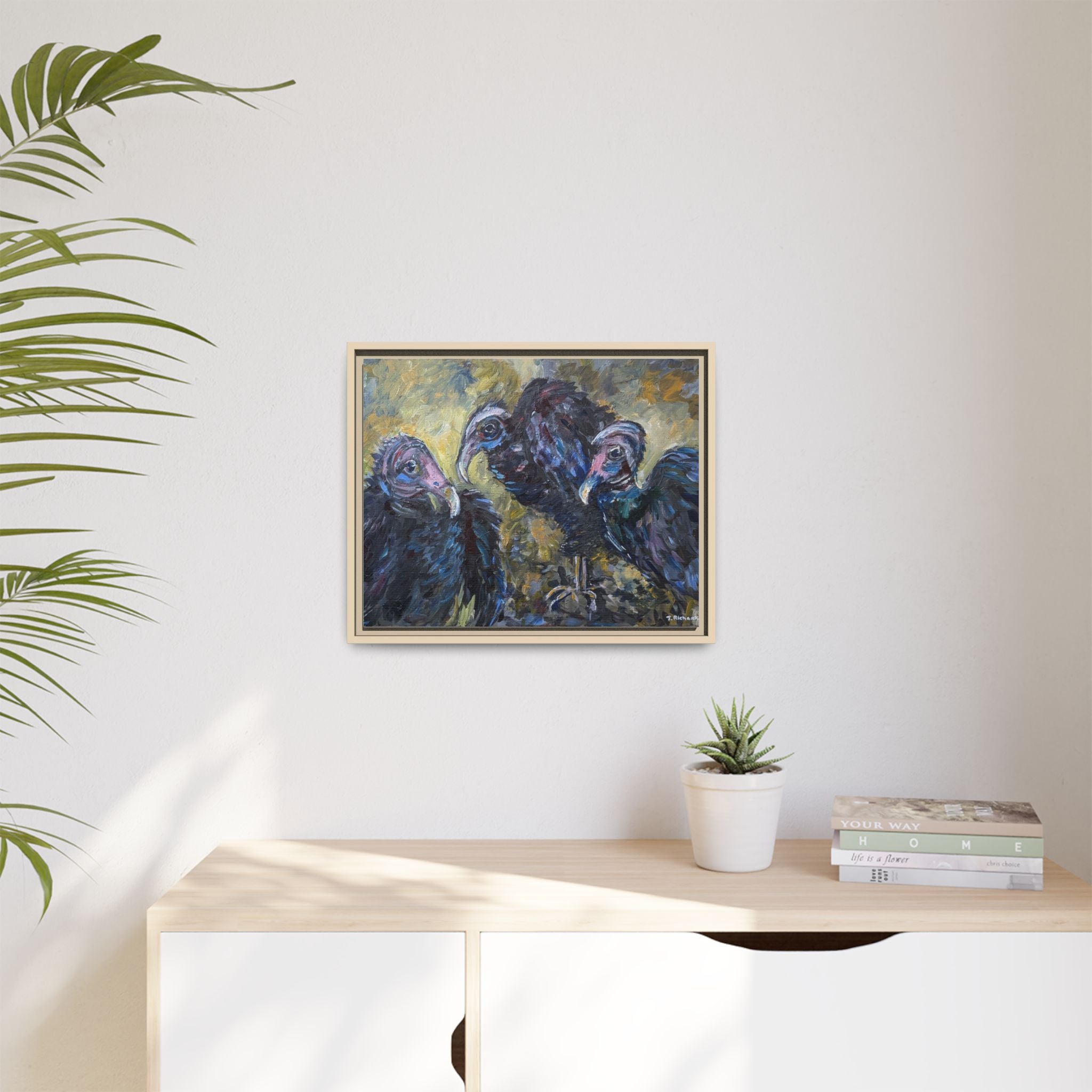 Three Vultures Painting Matte Canvas