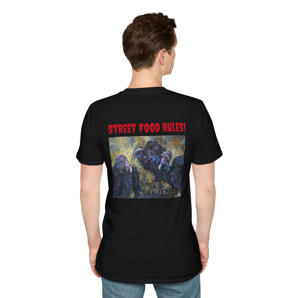 Street Food Rules l  vultures back design T-Shirt | Minimal Chest Script