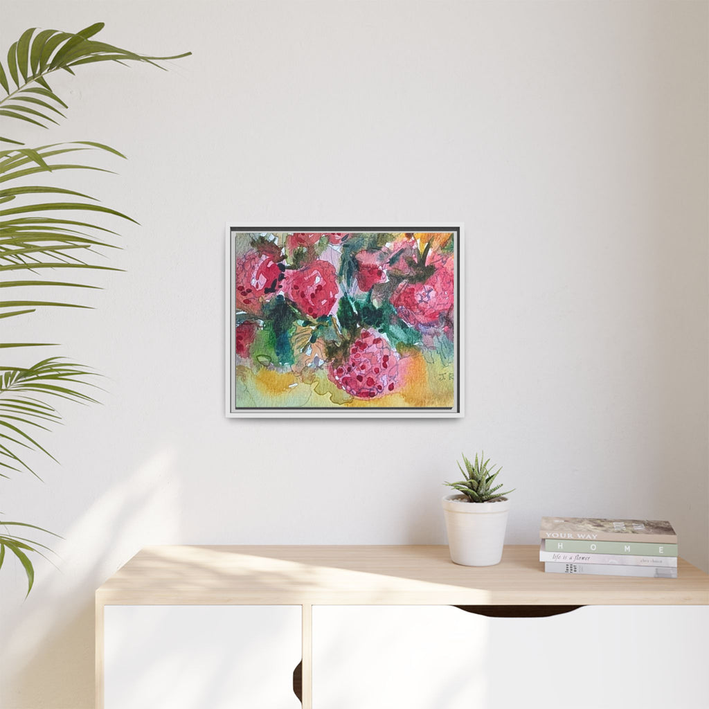 Raspberry Patch Still Life Framed Matte Canvas Print