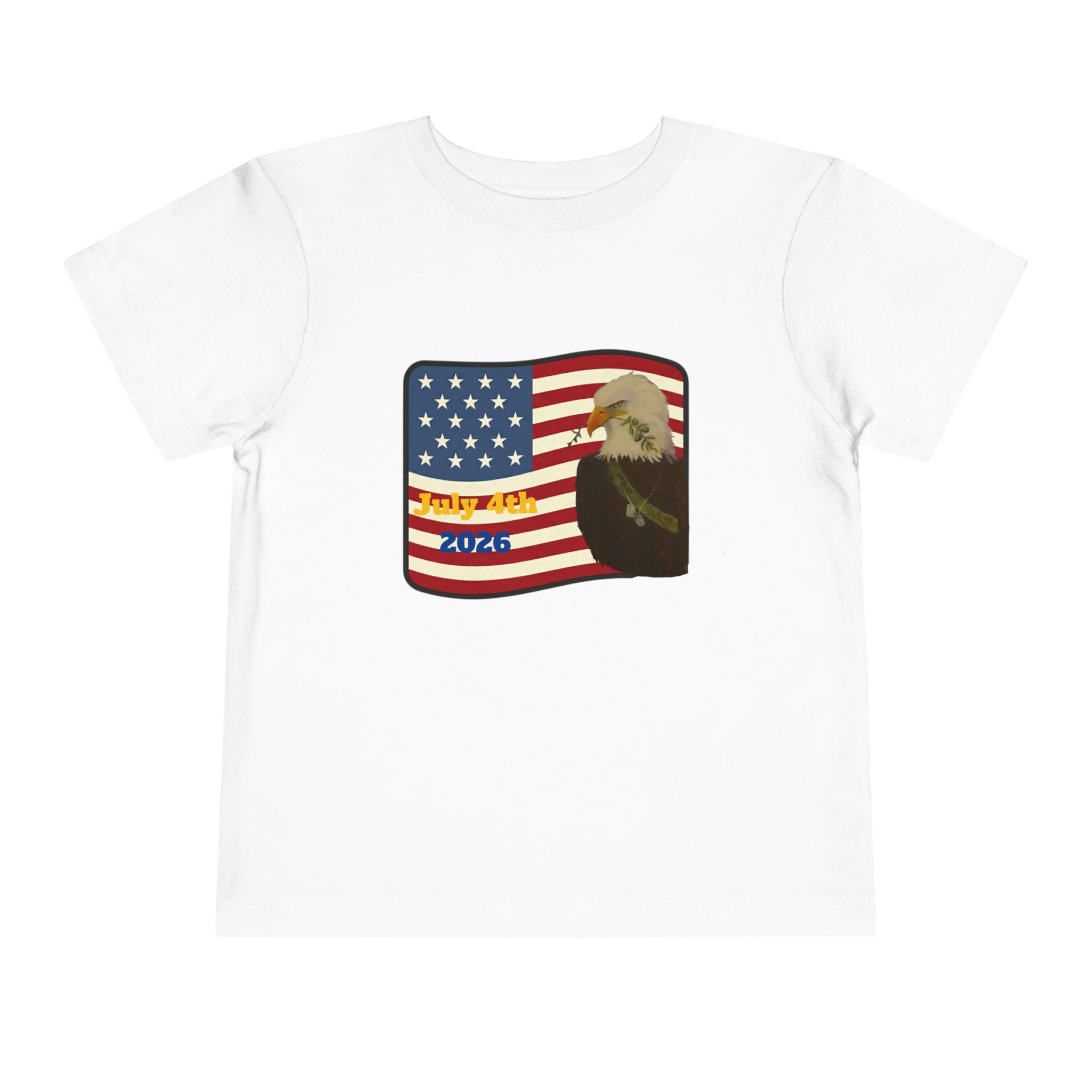 July 4th Toddler Tee —2T - 5T Patriotic Bald Eagle "USA 2026" Graphic