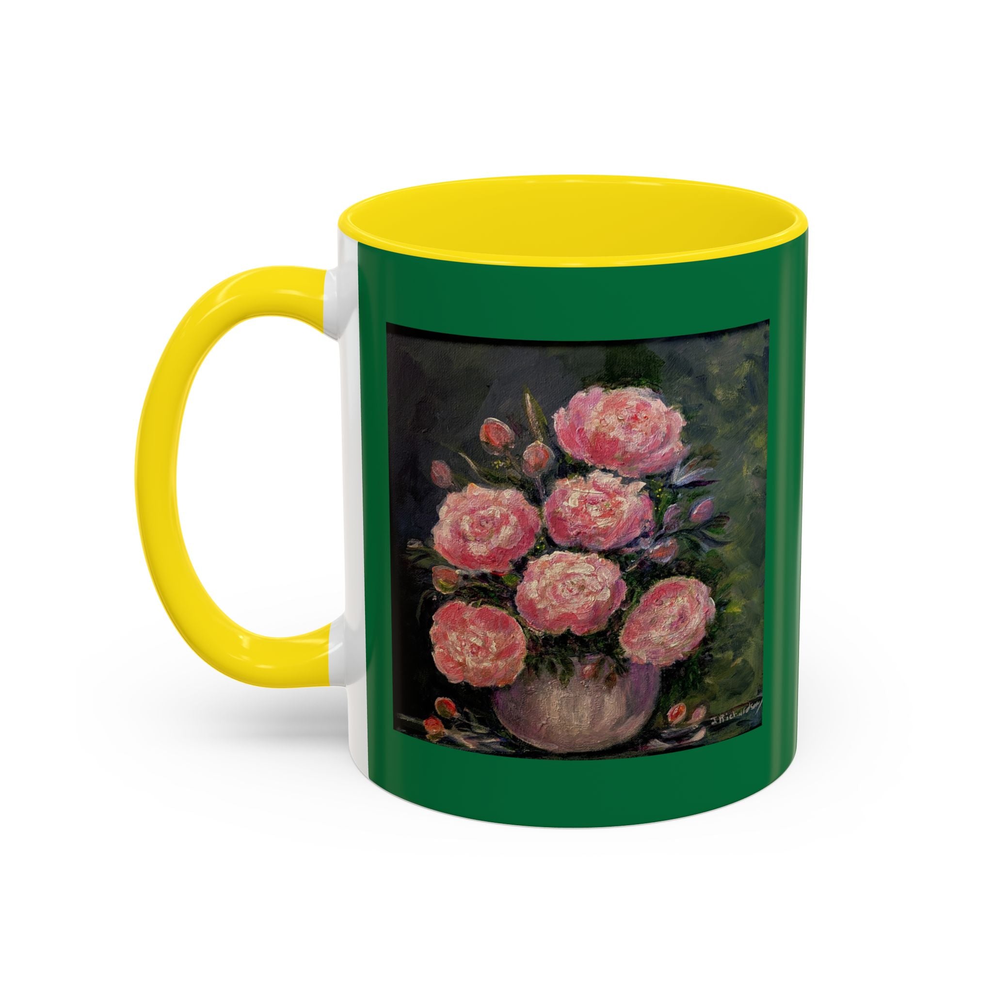 Pink Peony Bouquet Accent Coffee Mug — Floral Tea Cup for Garden Lovers
