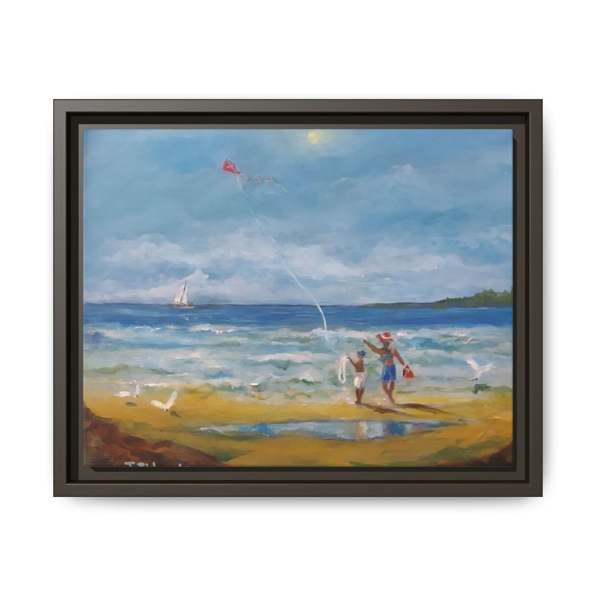 Red Kite Oceanside Framed Matte Canvas Wall Art
