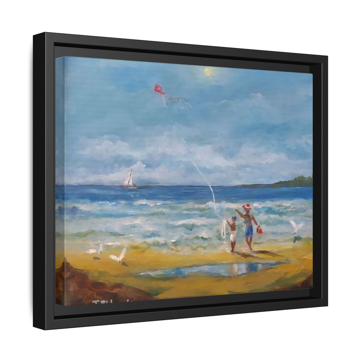 Red Kite Oceanside Framed Matte Canvas Wall Art