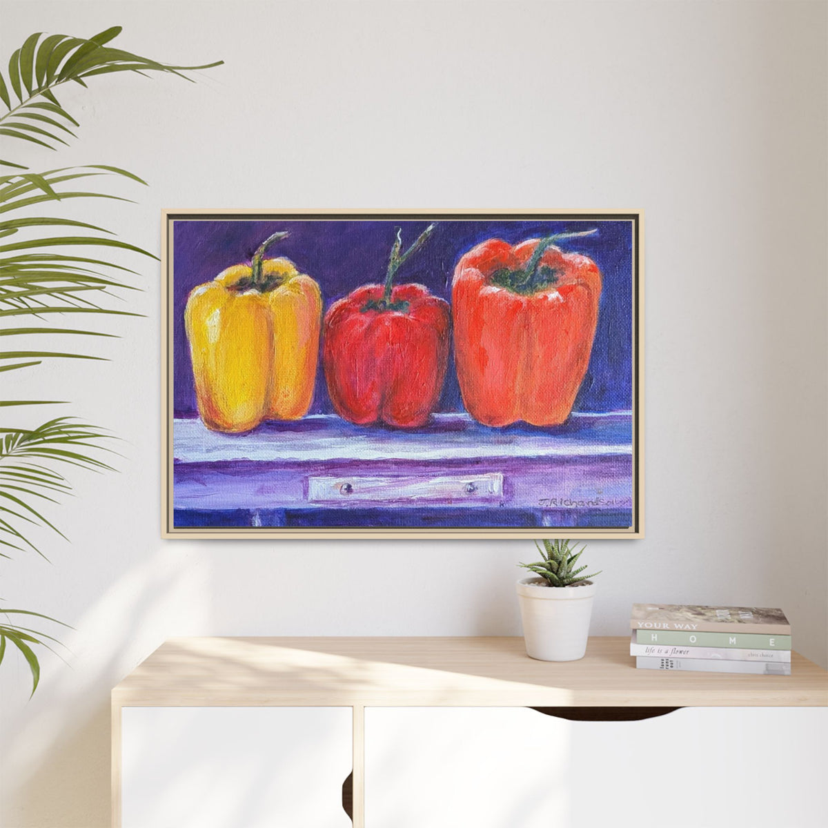 Framed Canvas Print - Colorful Bell Peppers Still Life