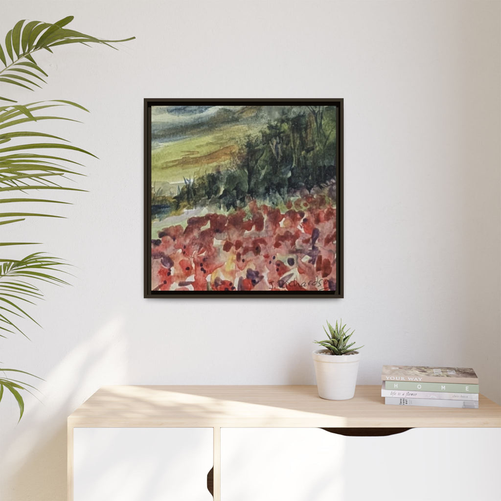Framed Poppies landscape Matte Canvas,   Multi-color frames)