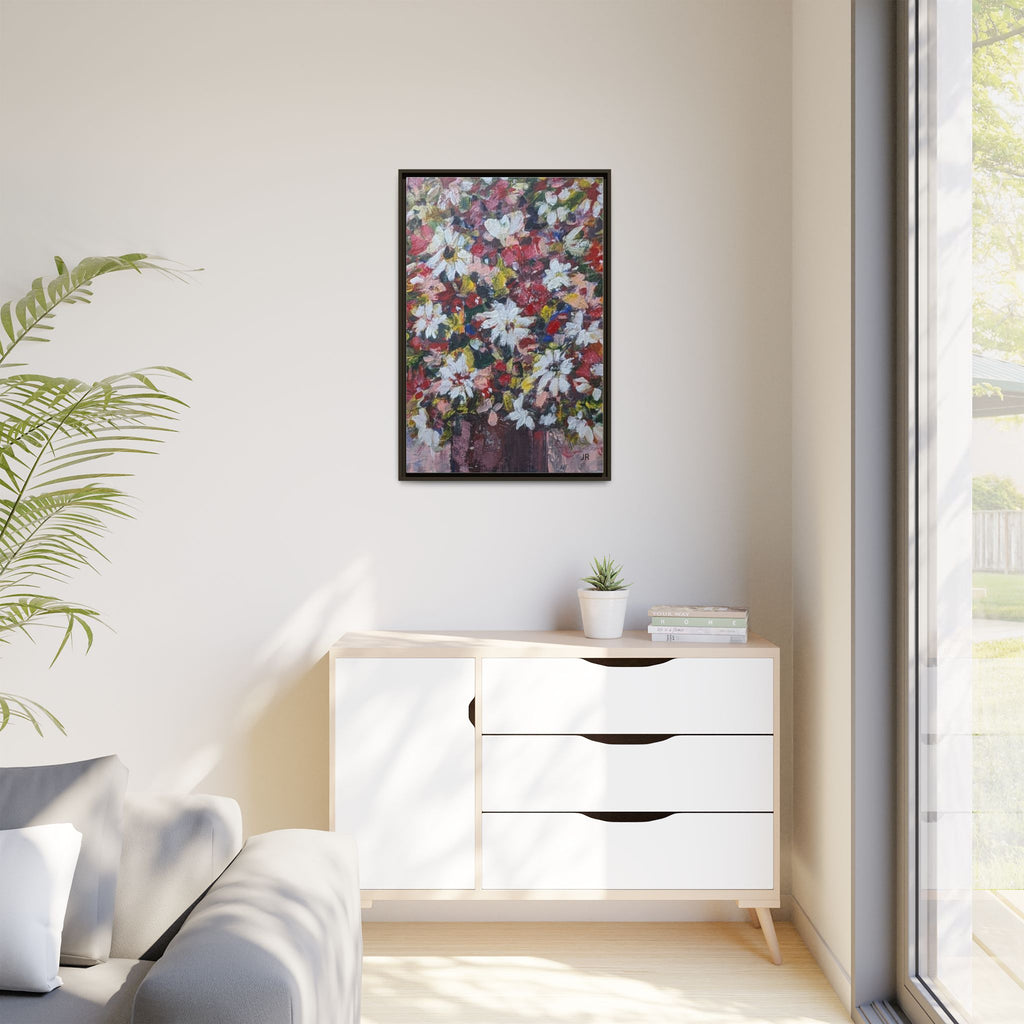 Daisies Floral Painting Matte Canvas Framed | Flower Art Wall Decor