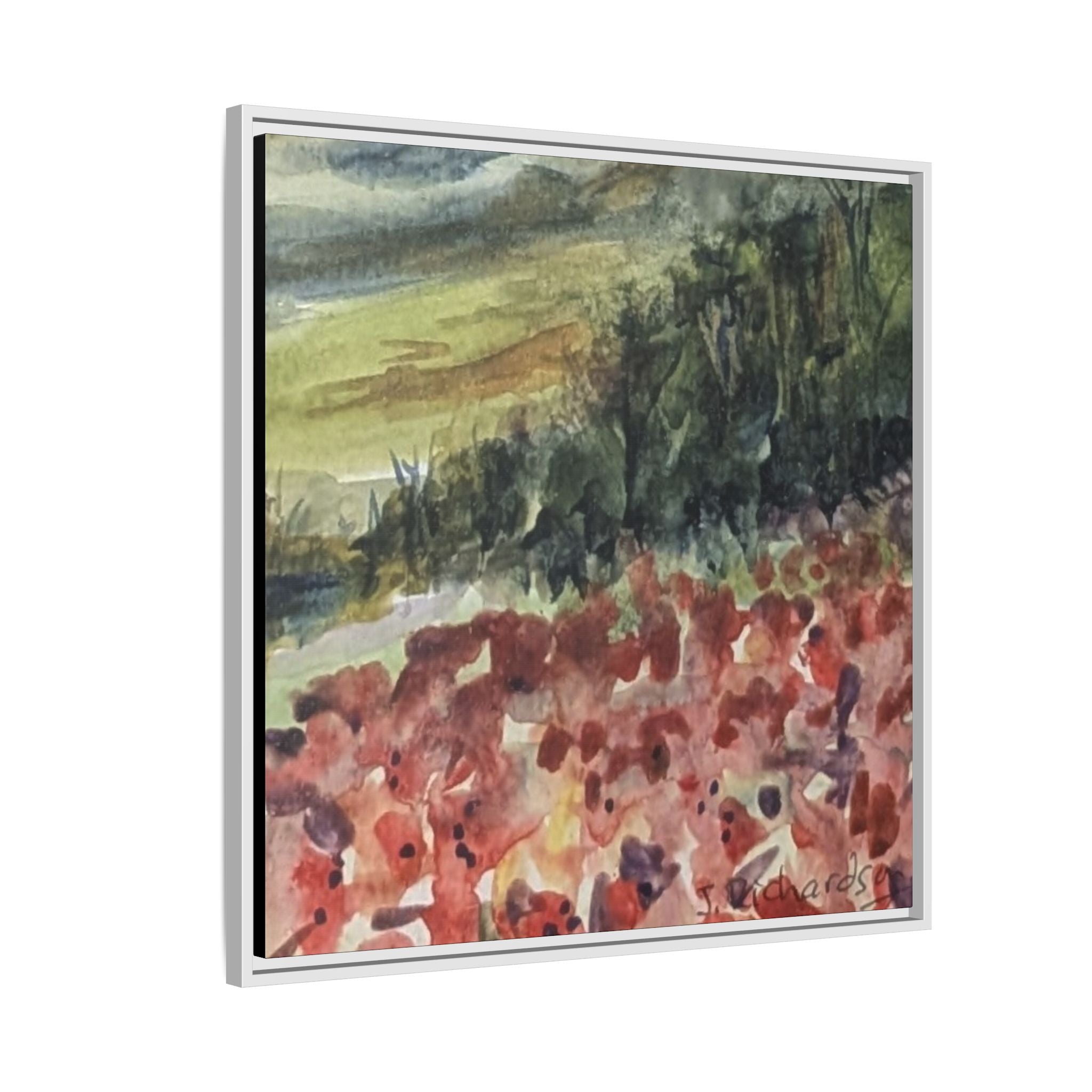 Framed Poppies landscape Matte Canvas,   Multi-color frames)