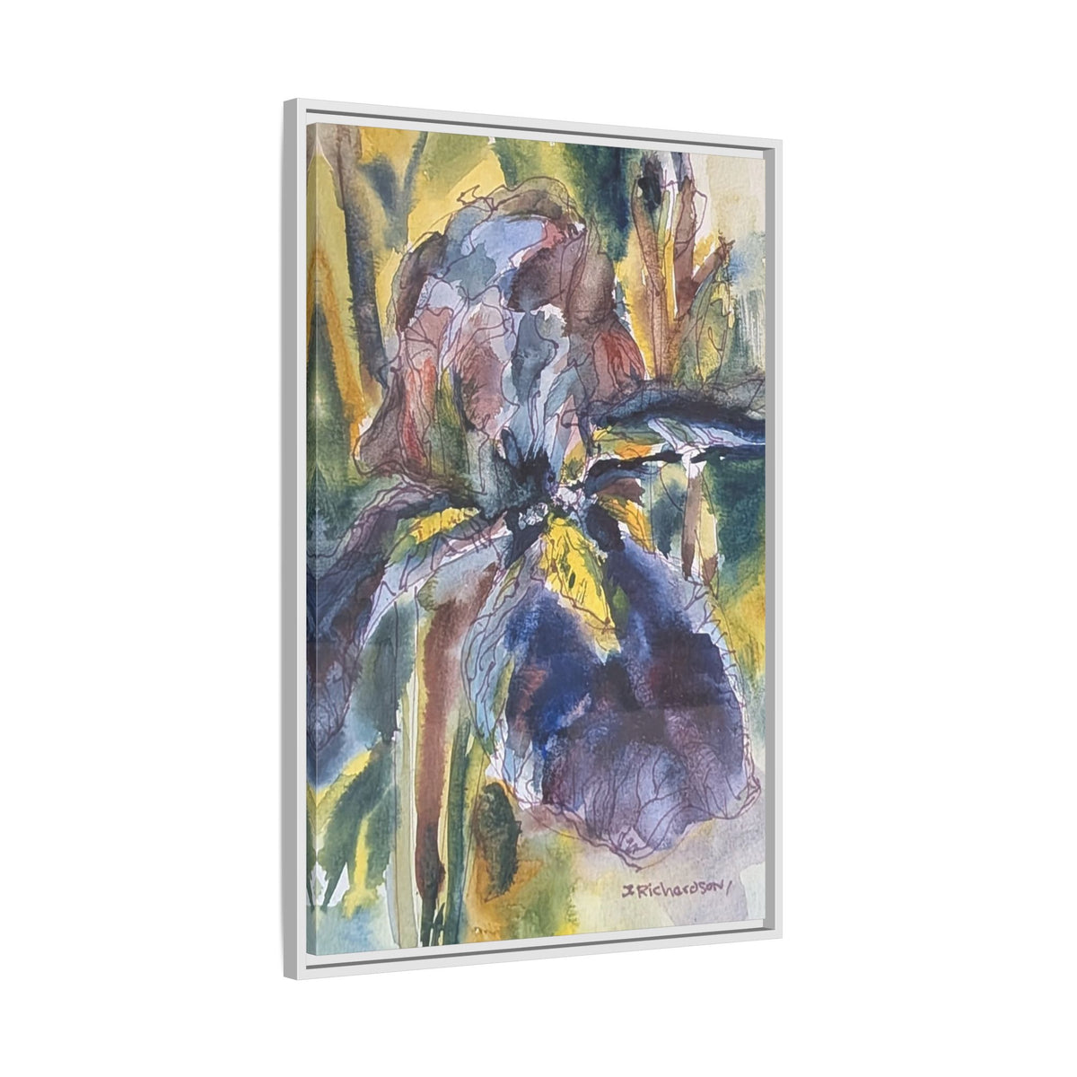 Framed Watercolor Iris Matte Canvas Wall Art