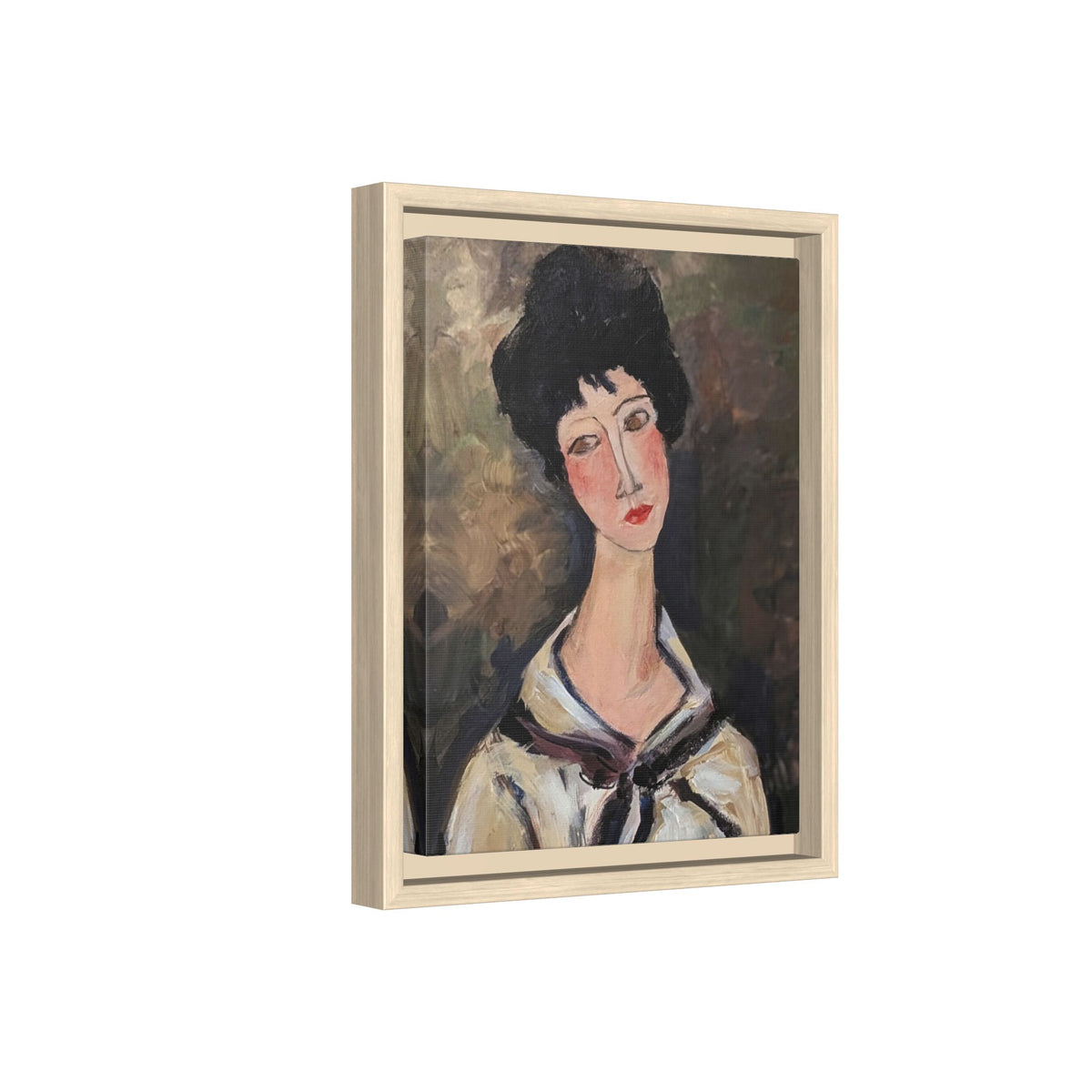 Framed Matte Canvas Print – Modigliani‑Style Portrait Art