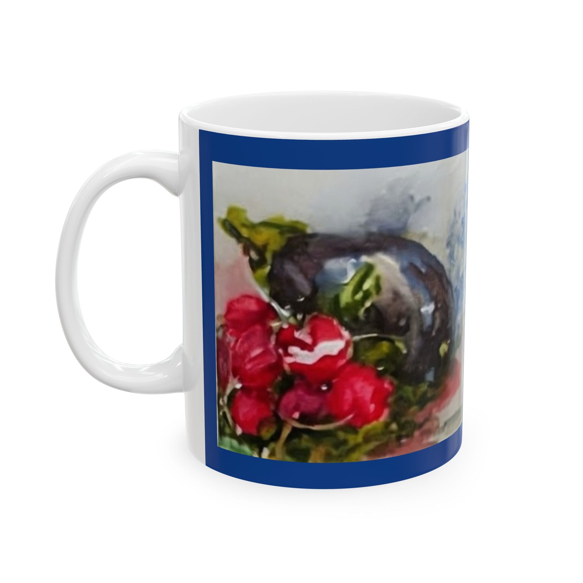 Purple Eggplant & Red Radishes Watercolor Mug | Ceramic Mug