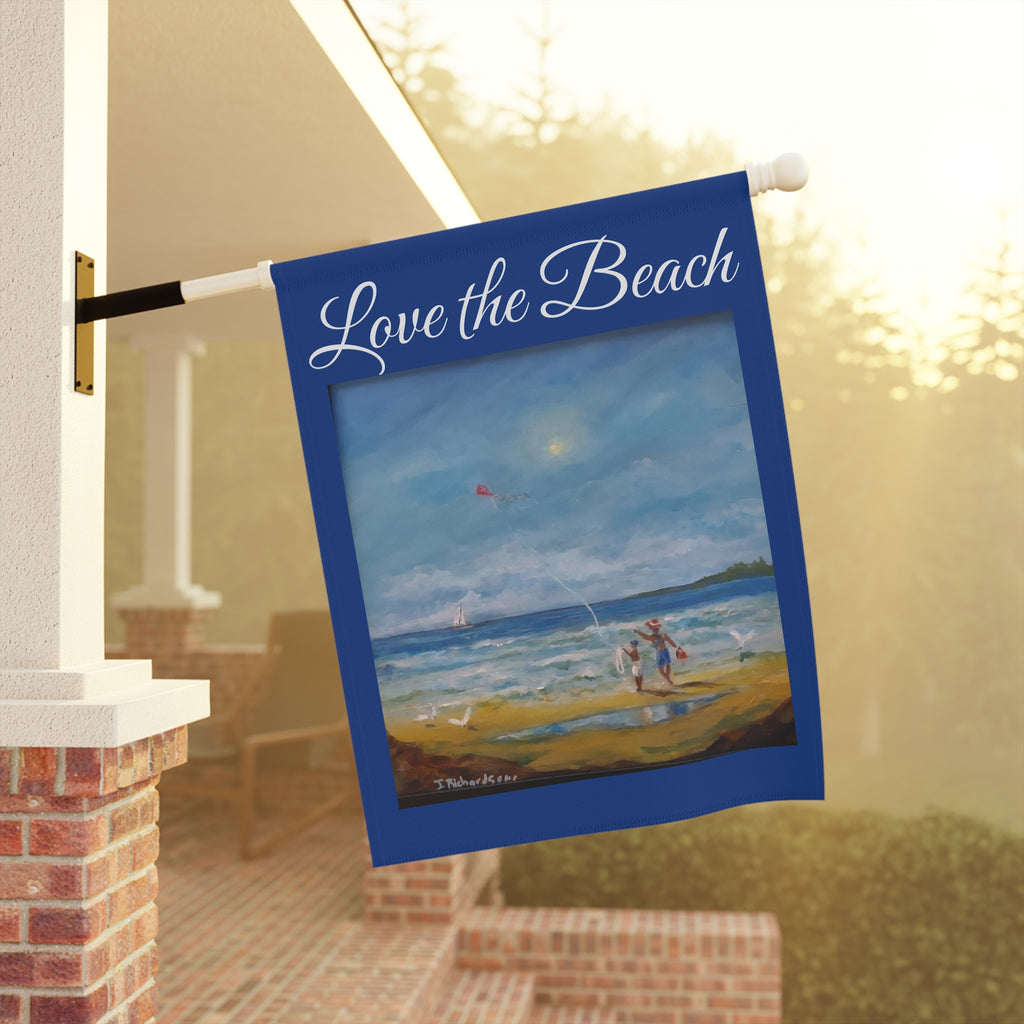 Garden Flag - "Love the Beach" Coastal House & Garden Banner
