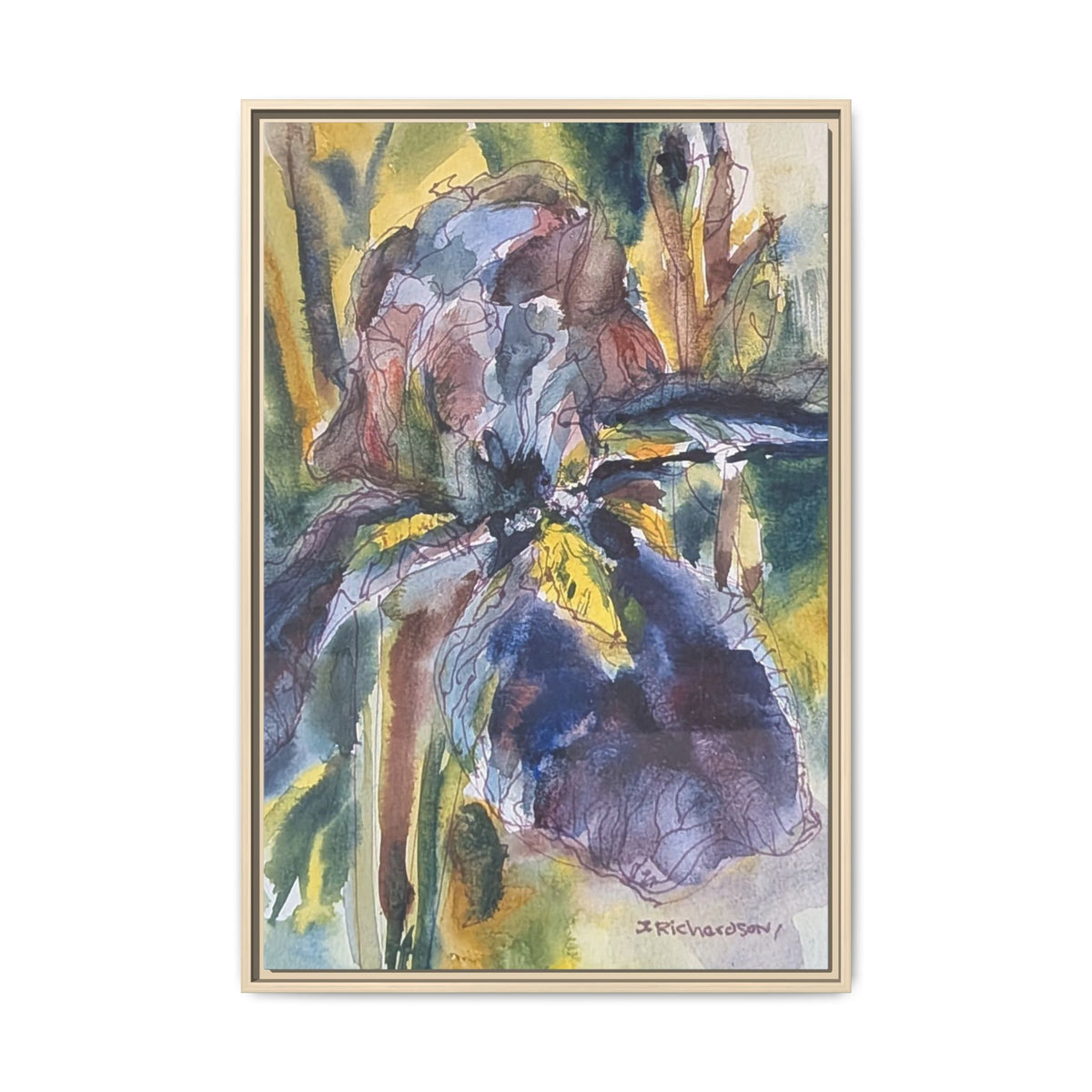 Framed Watercolor Iris Matte Canvas Wall Art