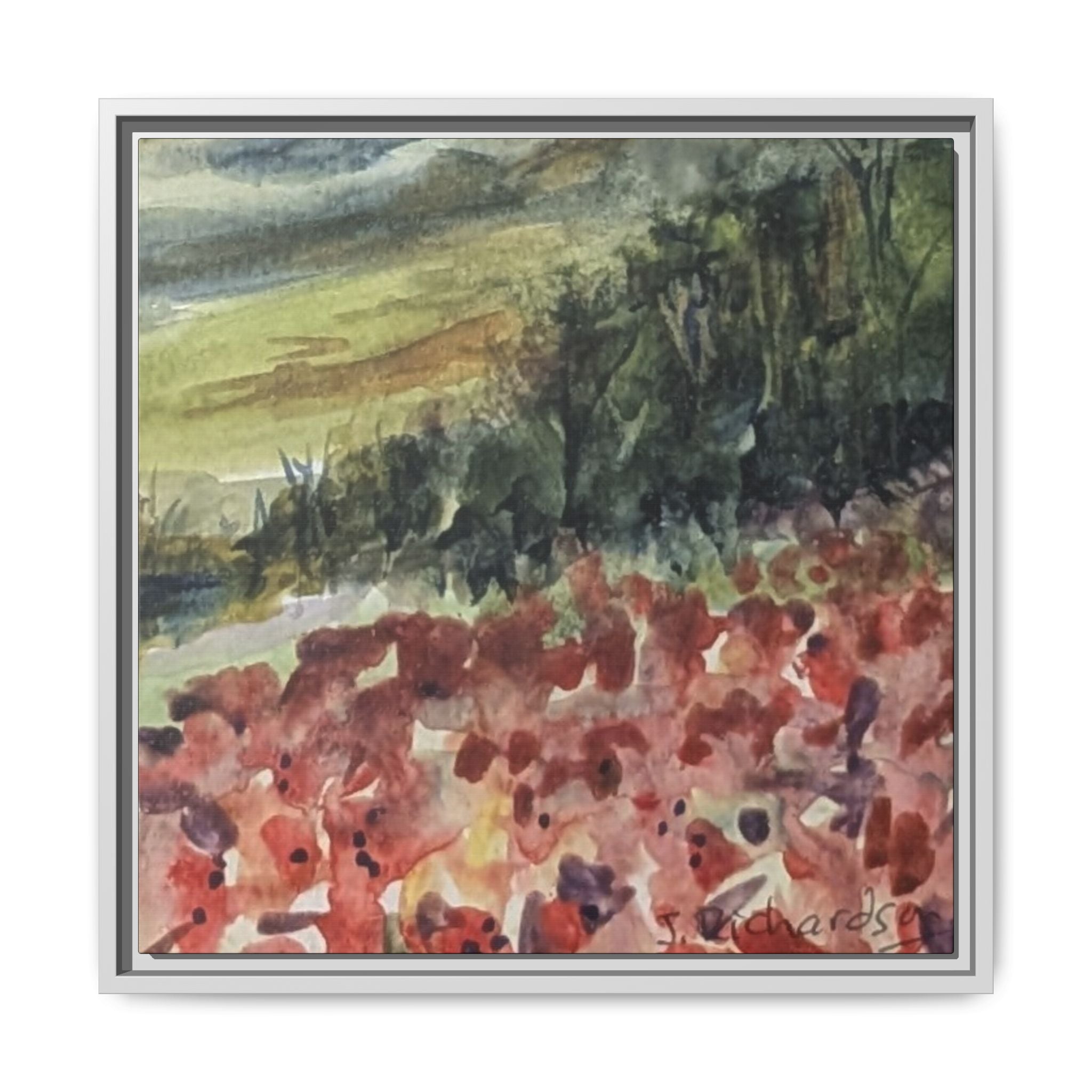 Framed Poppies landscape Matte Canvas,   Multi-color frames)
