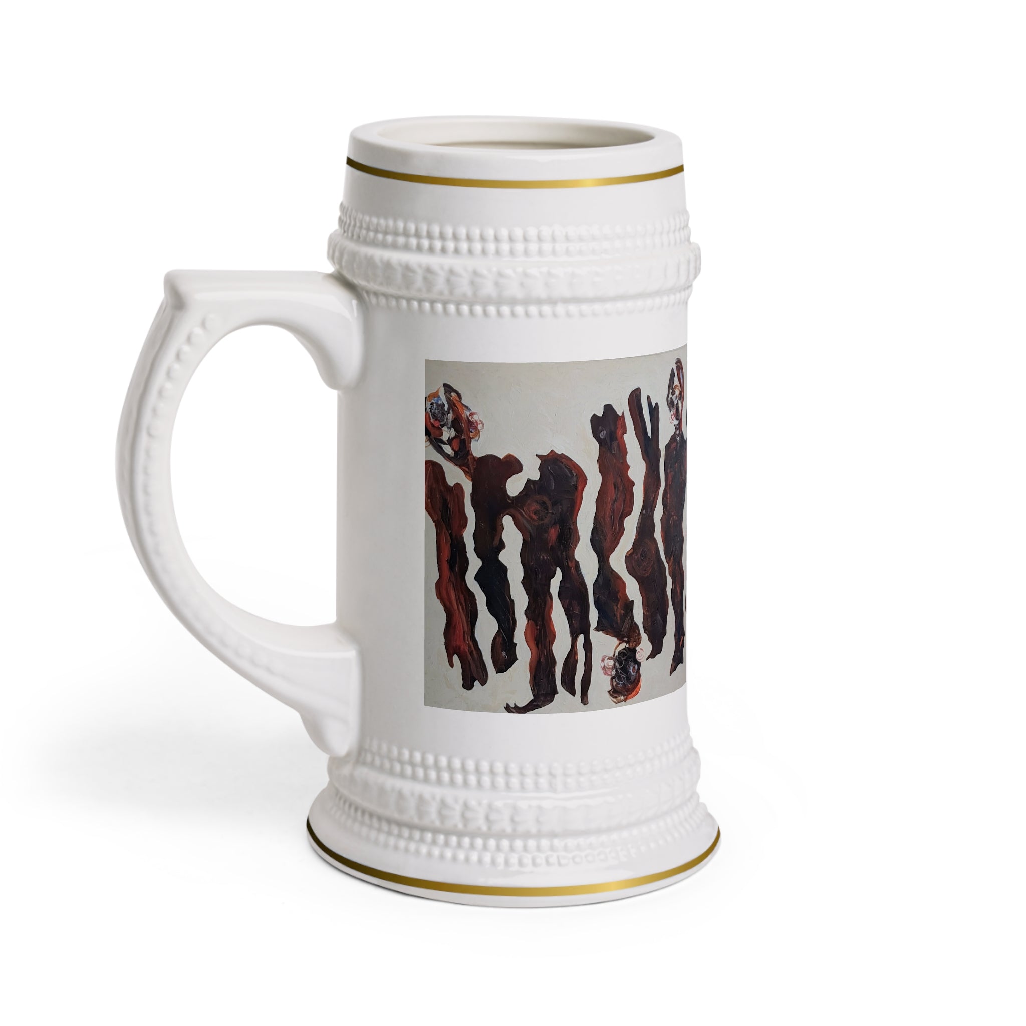 Abstract War Figures Beer Stein