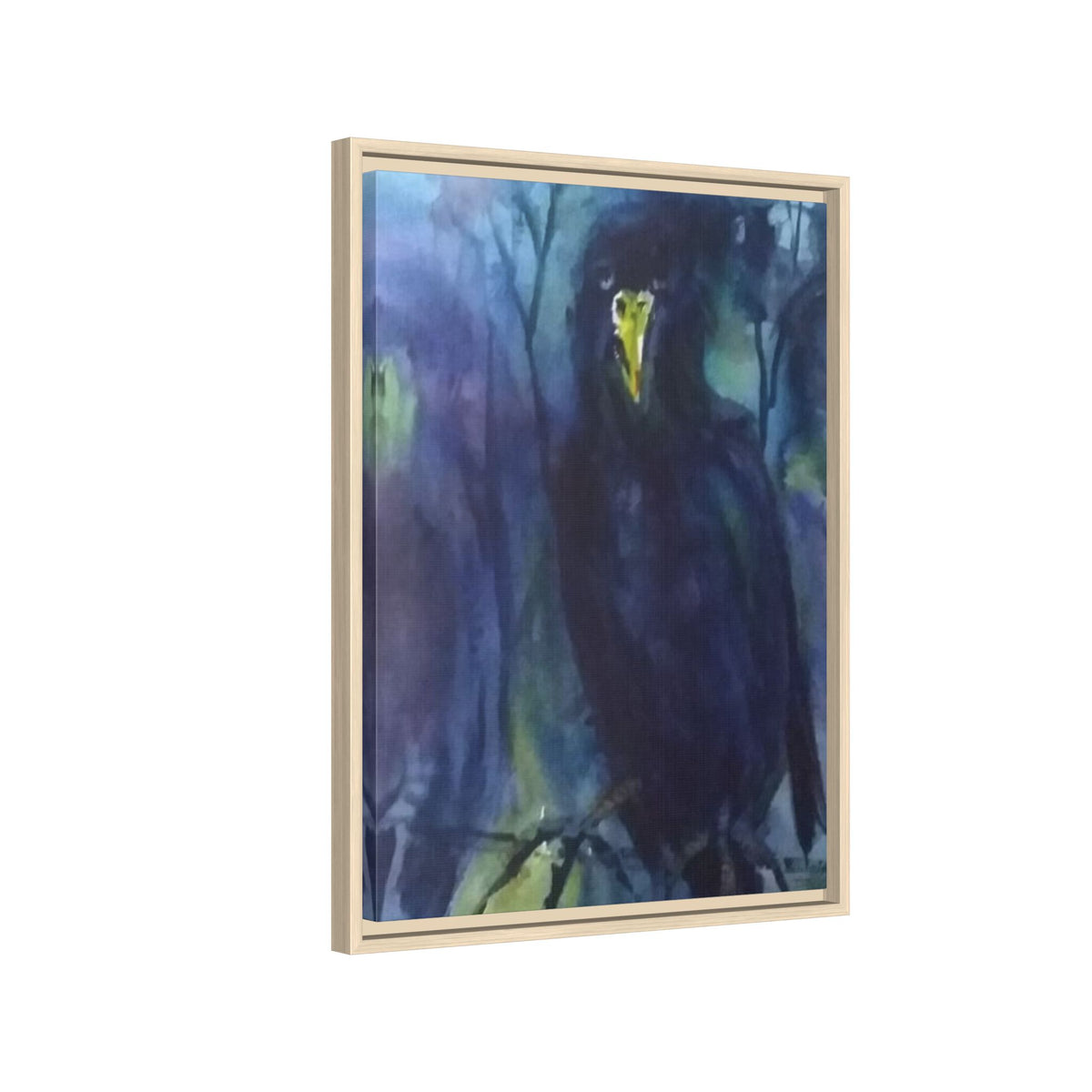 Framed Matte Canvas Print — Moody Black Raven Artwork