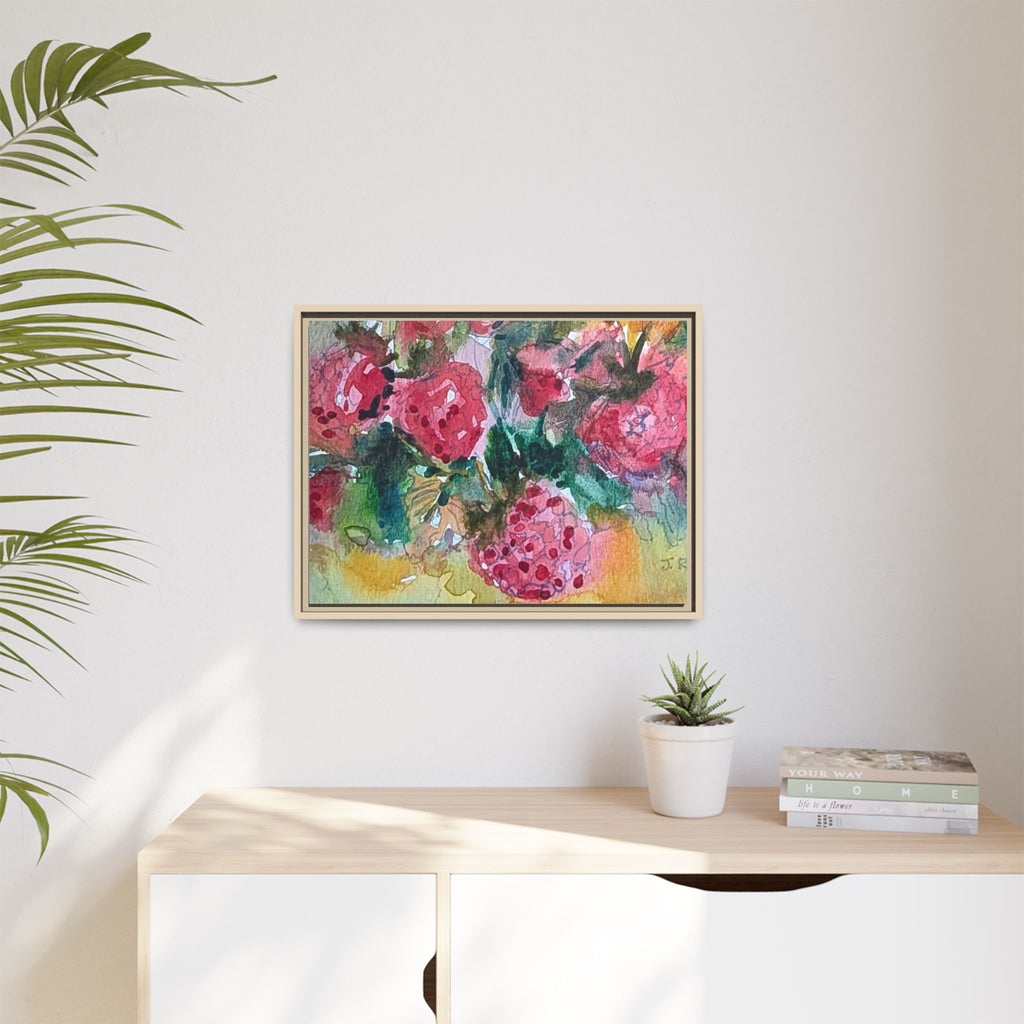 Raspberry Patch Still Life Framed Matte Canvas Print
