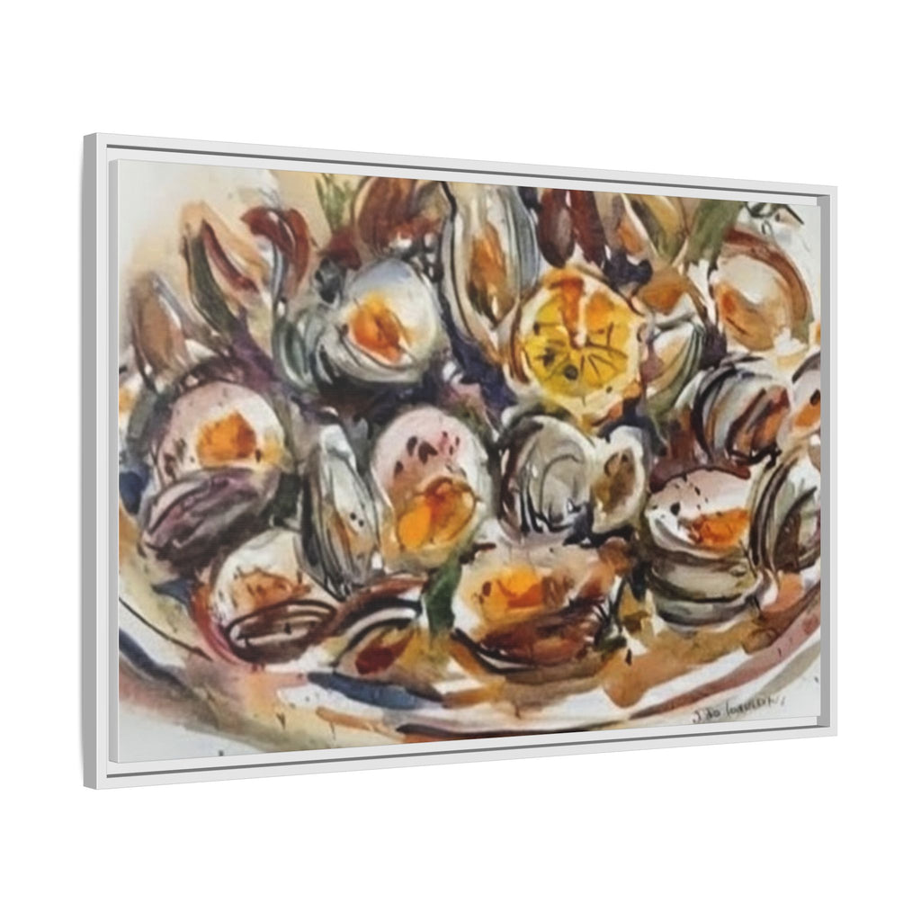 Clam Shell Watercolor Still Life Framed Canvas | Matte Multi-Color
