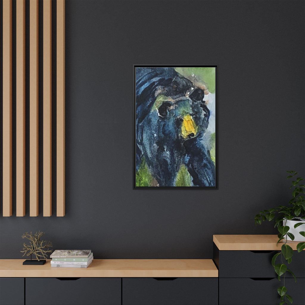 Framed Matte Canvas Black Bear Watercolor Art Print