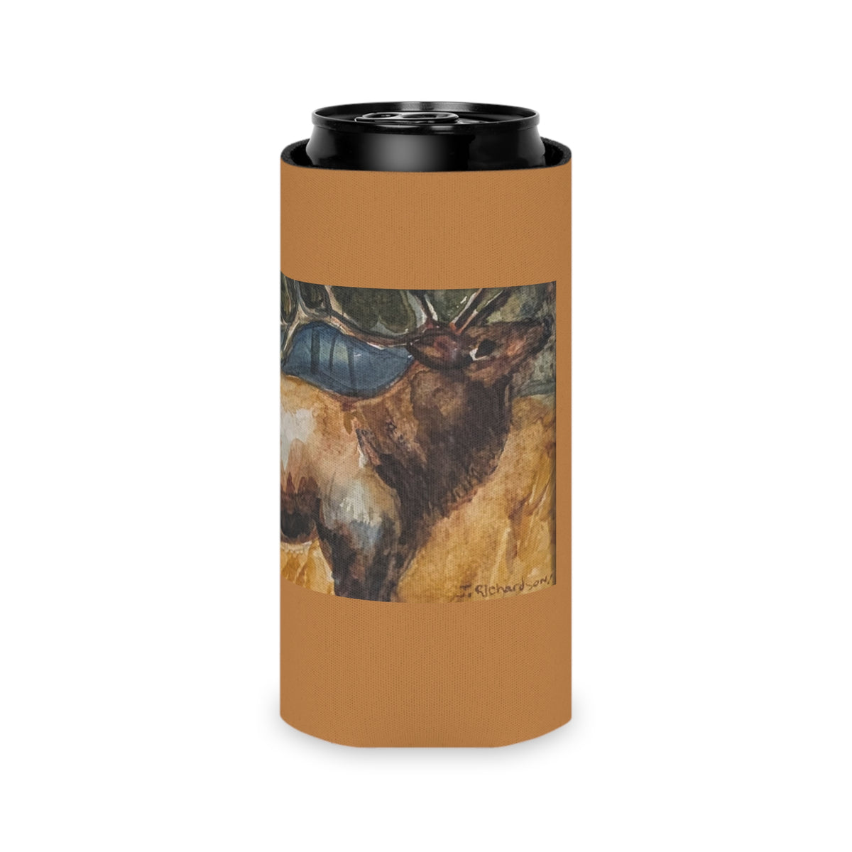 Elk Watercolor Can Cooler  Rustic Wildlife Beverage Koozie