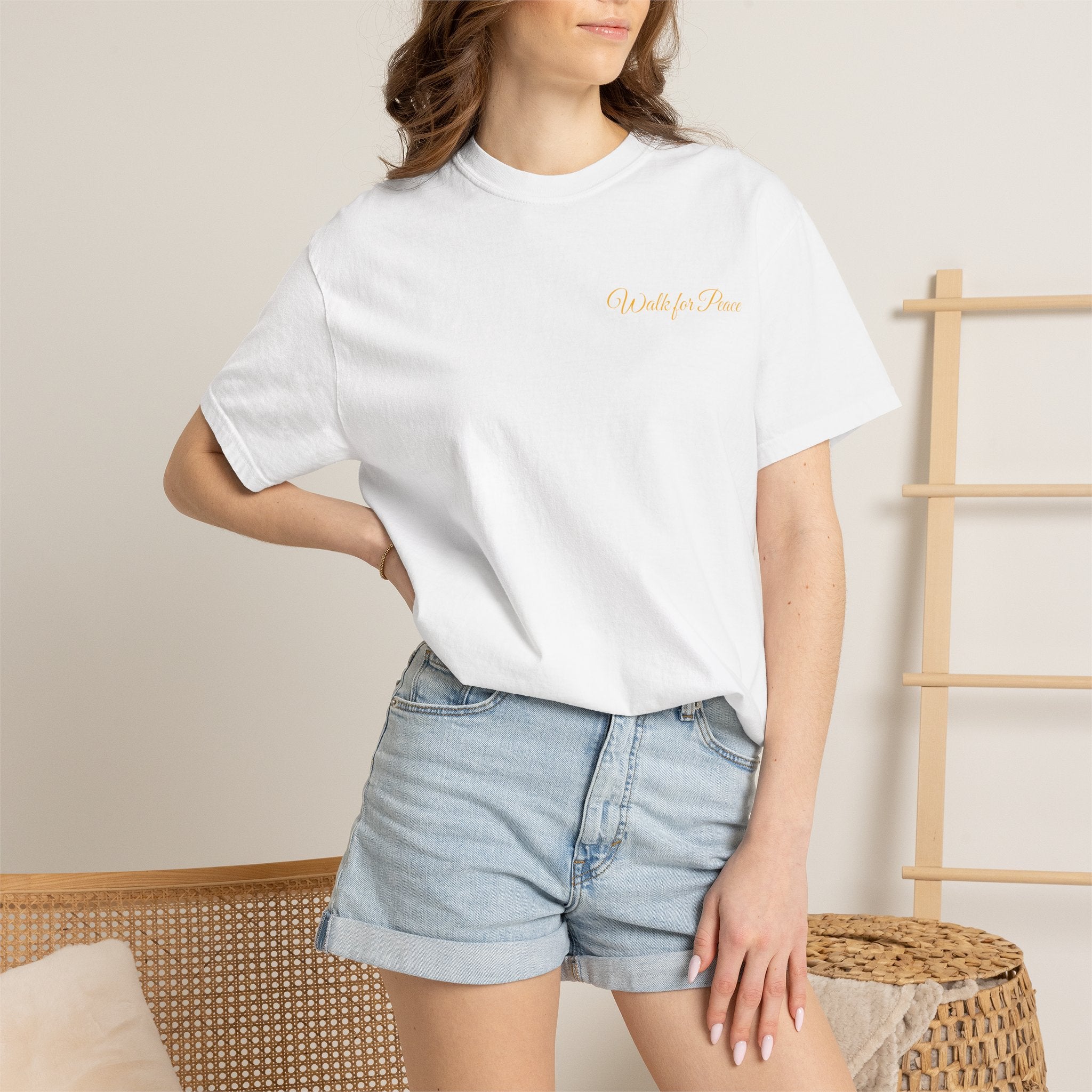 "Walk for Peace," Back design, Unisex Garment-Dyed T-shirt