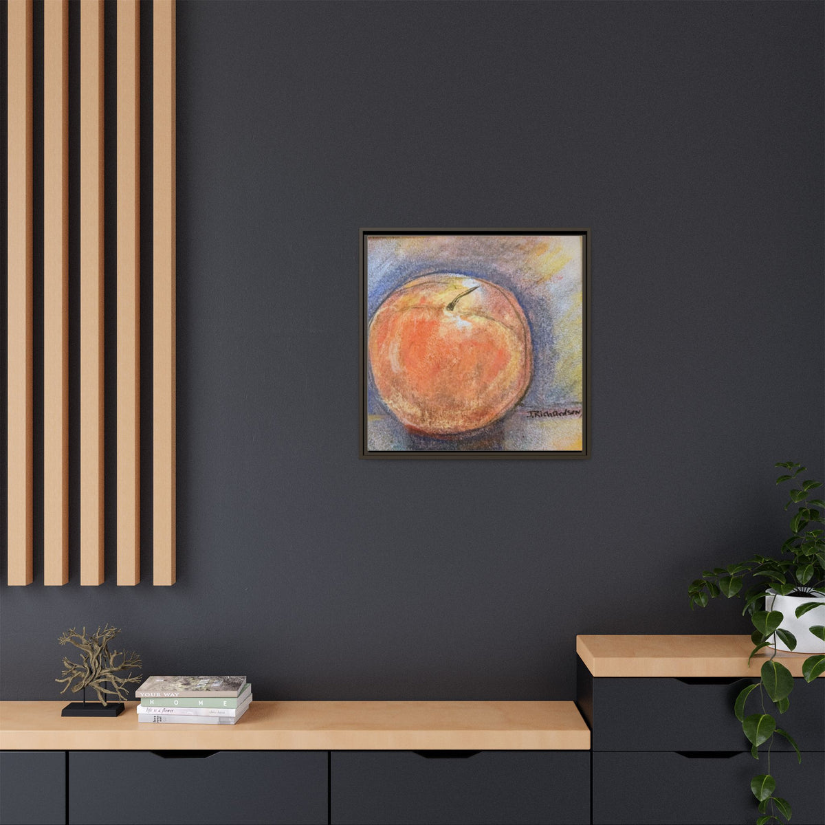 Peach Pastel Painting Framed Matte Canvas