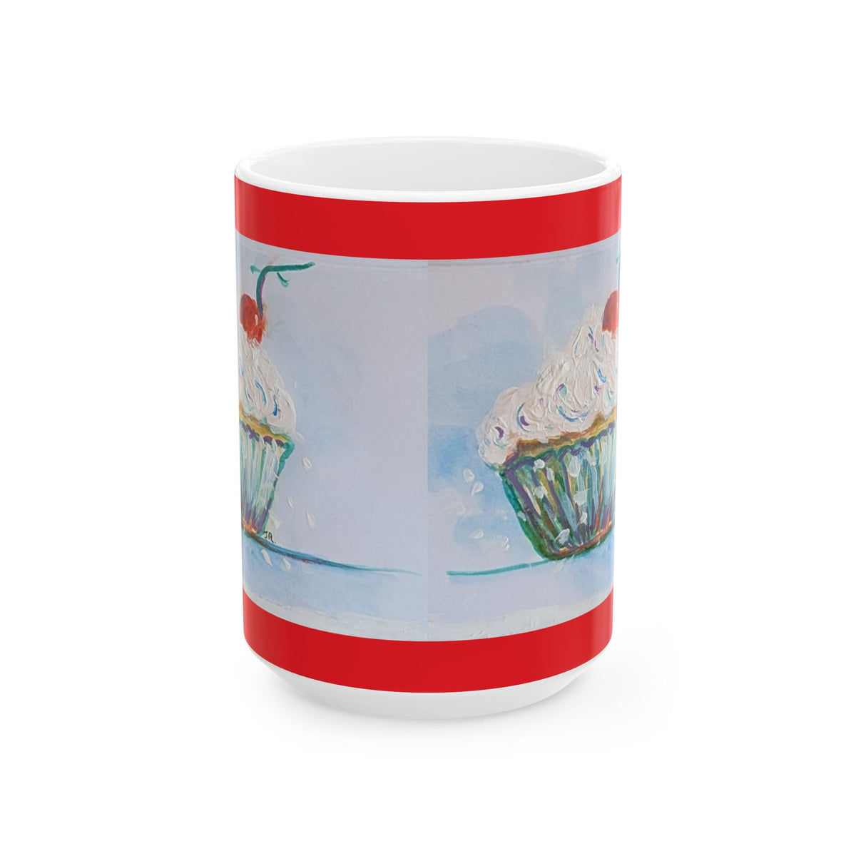 Cupcake Art Ceramic Mug (11oz & 15oz) — Whimsical Personalizable Painted Dessert Coffee Cup