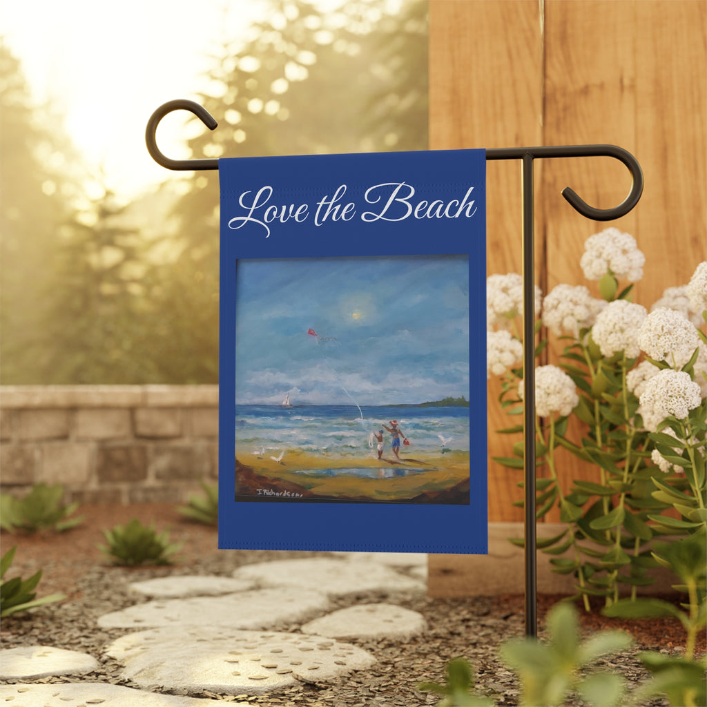Garden Flag - "Love the Beach" Coastal House & Garden Banner
