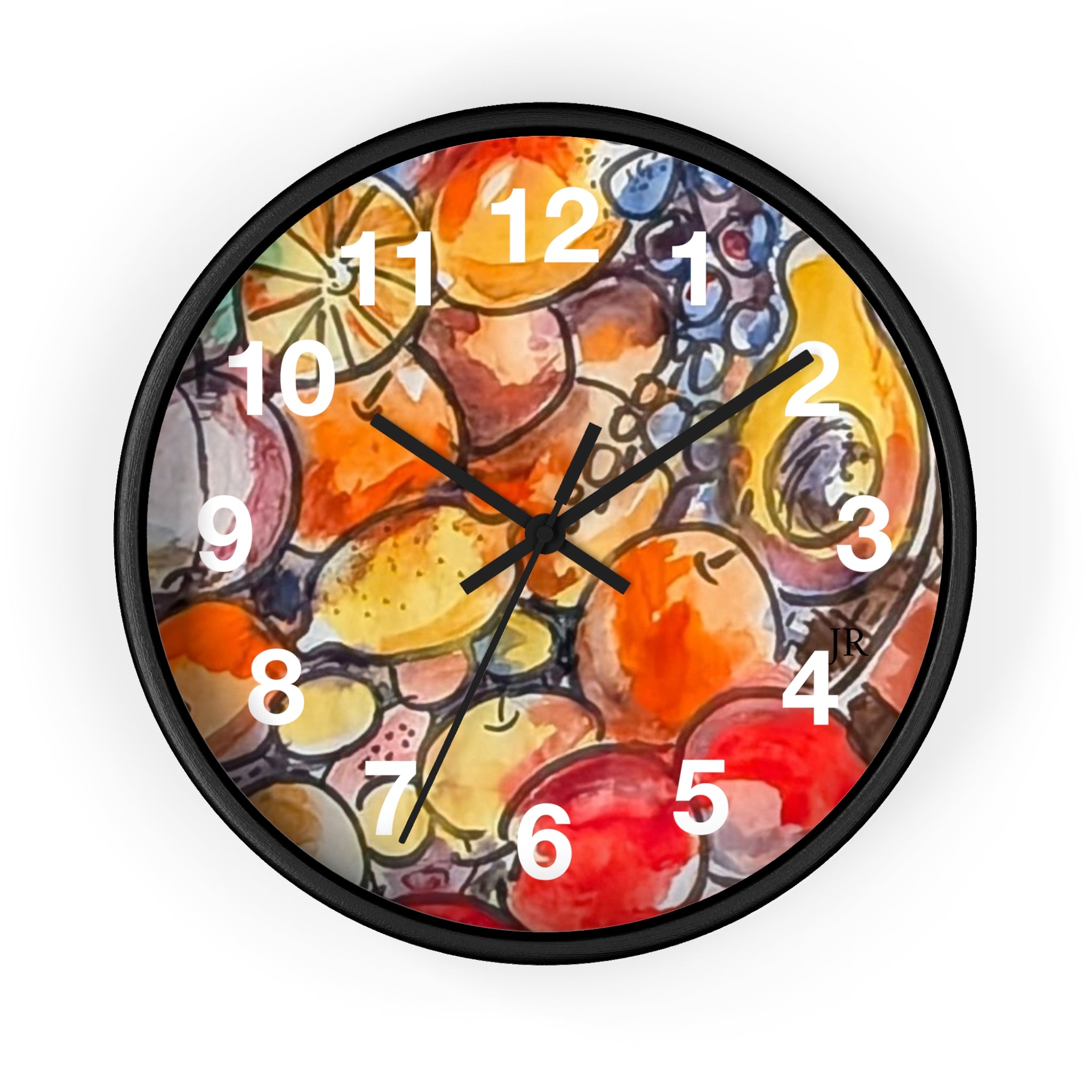 Fruit Watercolor Wall Clock — Bright Kitchen Decorative Clock