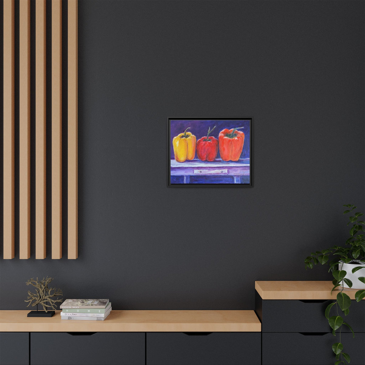 Framed Canvas Print - Colorful Bell Peppers Still Life