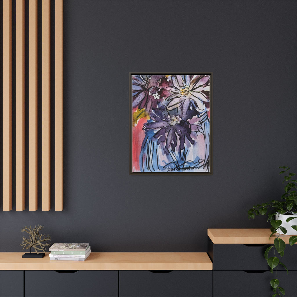 Dark Daisies Matte Canvas Framed | Floral Wall Art