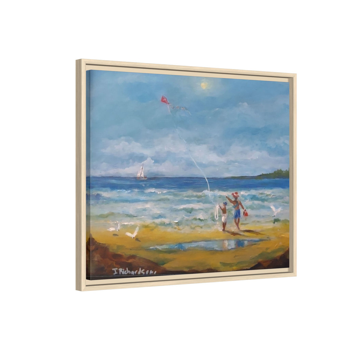 Red Kite Oceanside Framed Matte Canvas Wall Art