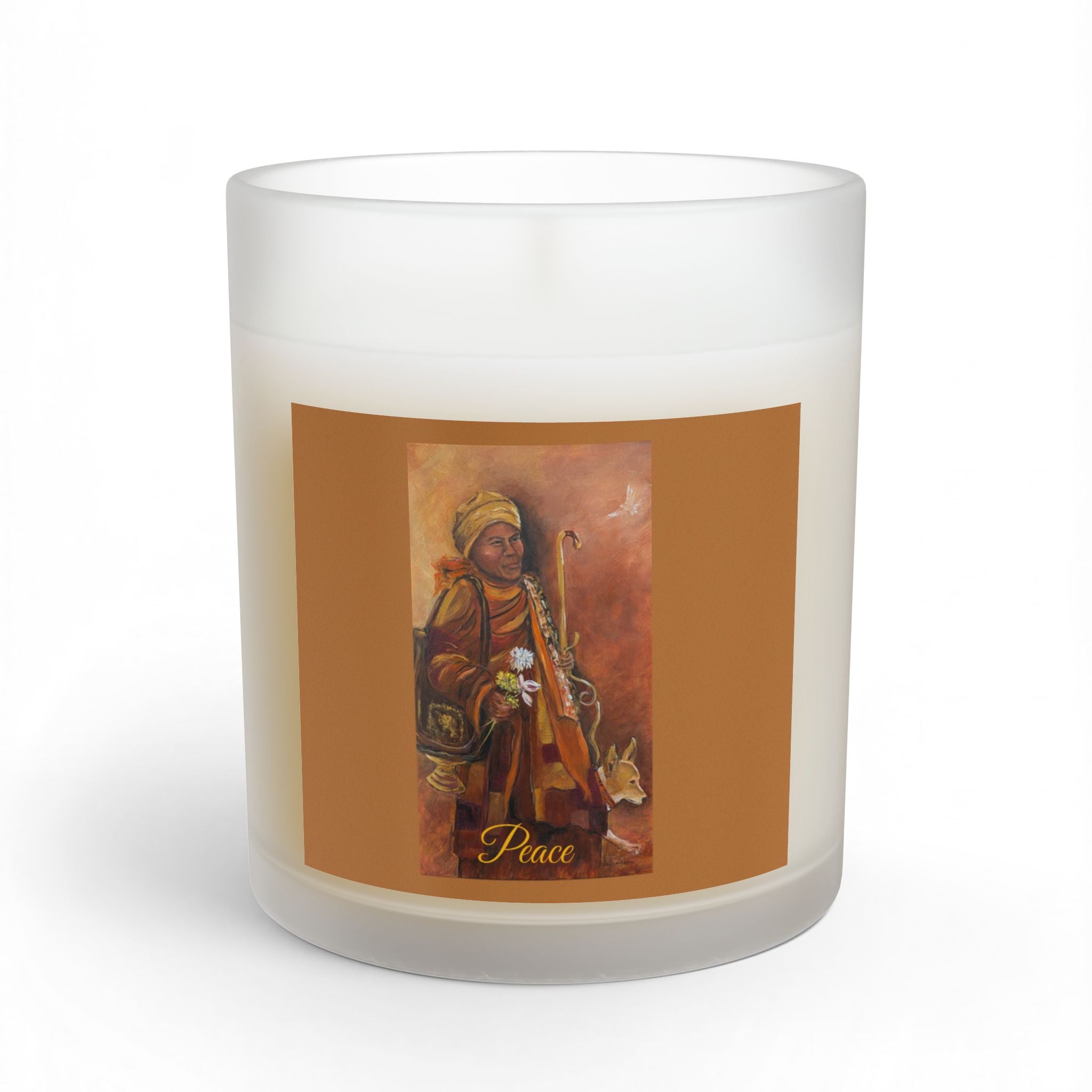 "Walk for Peace" Art Glass Candle — Warm Spiced Scented Decor, 11 oz