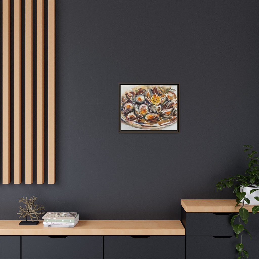 Clam Shell Watercolor Still Life Framed Canvas | Matte Multi-Color