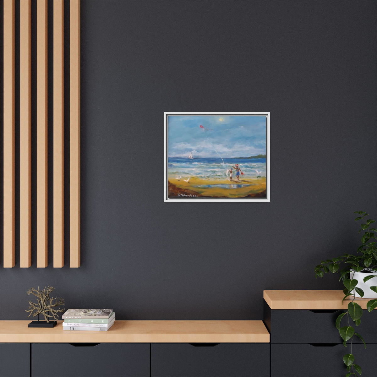 Red Kite Oceanside Framed Matte Canvas Wall Art