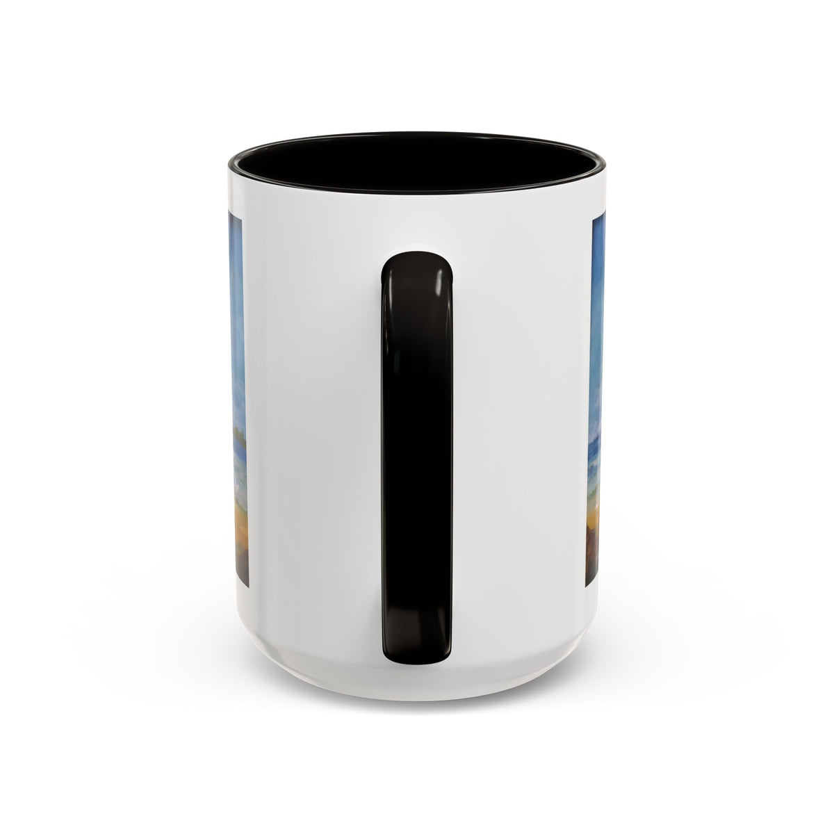 Beach & kite scene, Coffee Accent Mug - Personalize it! Colorful Ceramic Mug (11oz, 15oz)