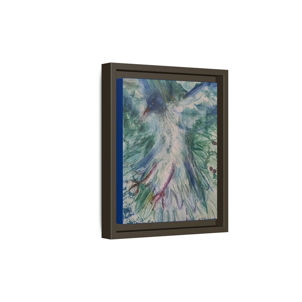 Abstract Blue-Green Bird Painting Matte Canvas