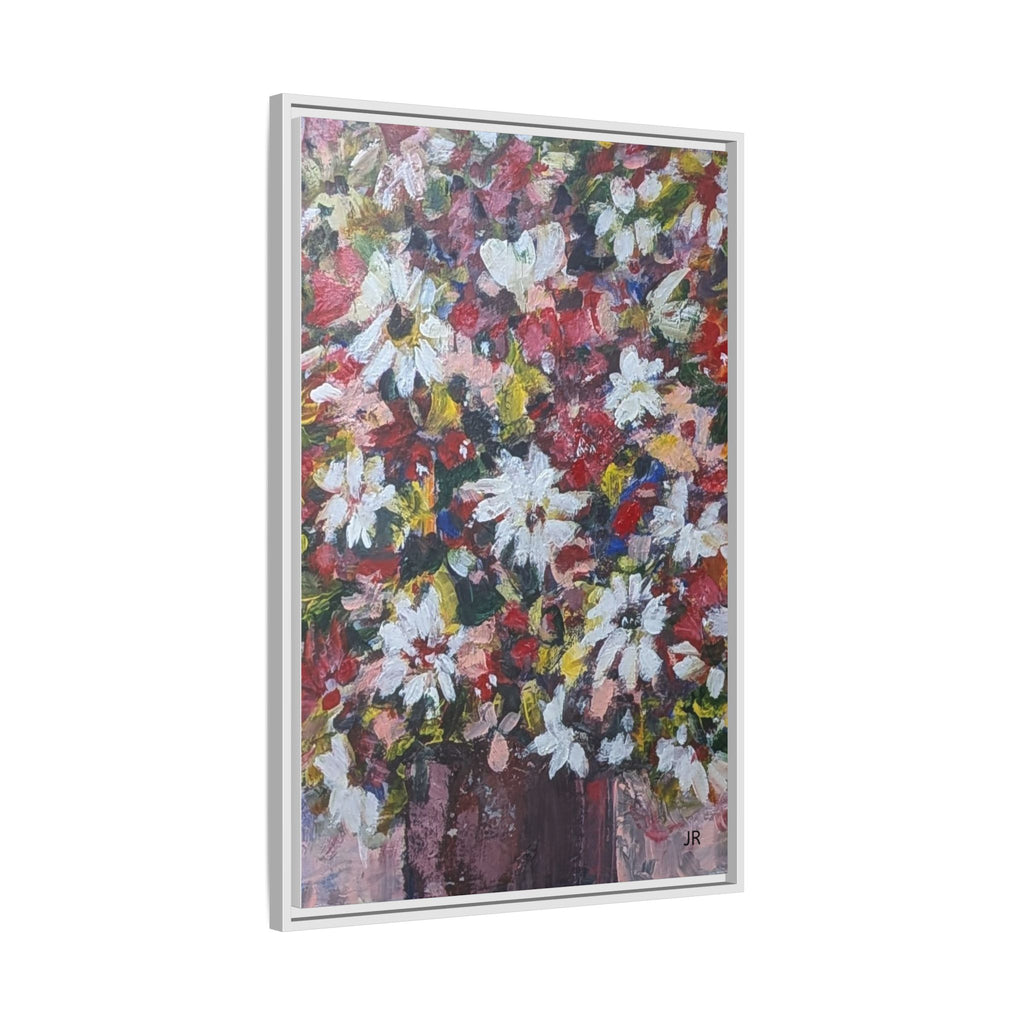 Daisies Floral Painting Matte Canvas Framed | Flower Art Wall Decor